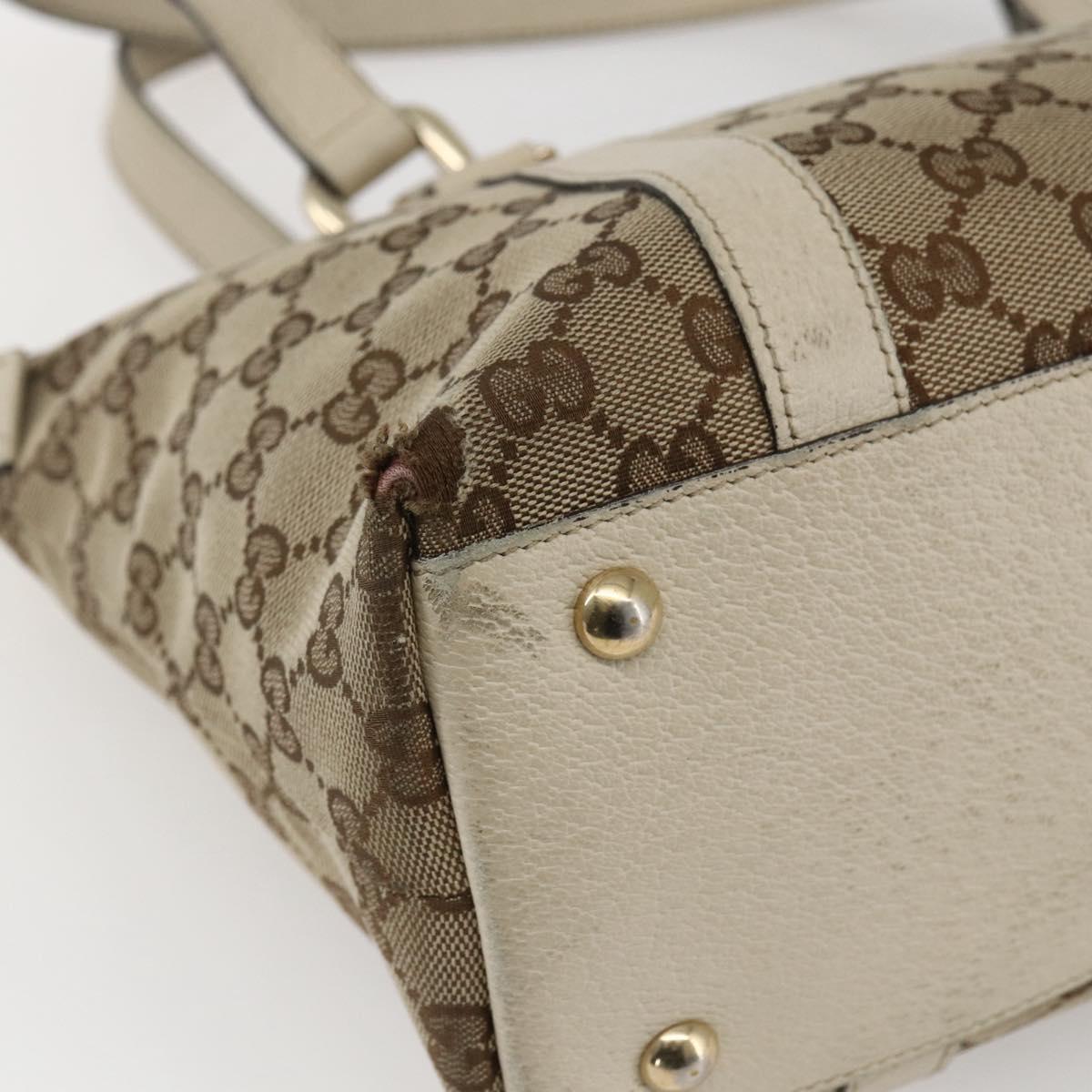 GUCCI GG Canvas Tote Bag Beige Gold 141470 Auth bs33022