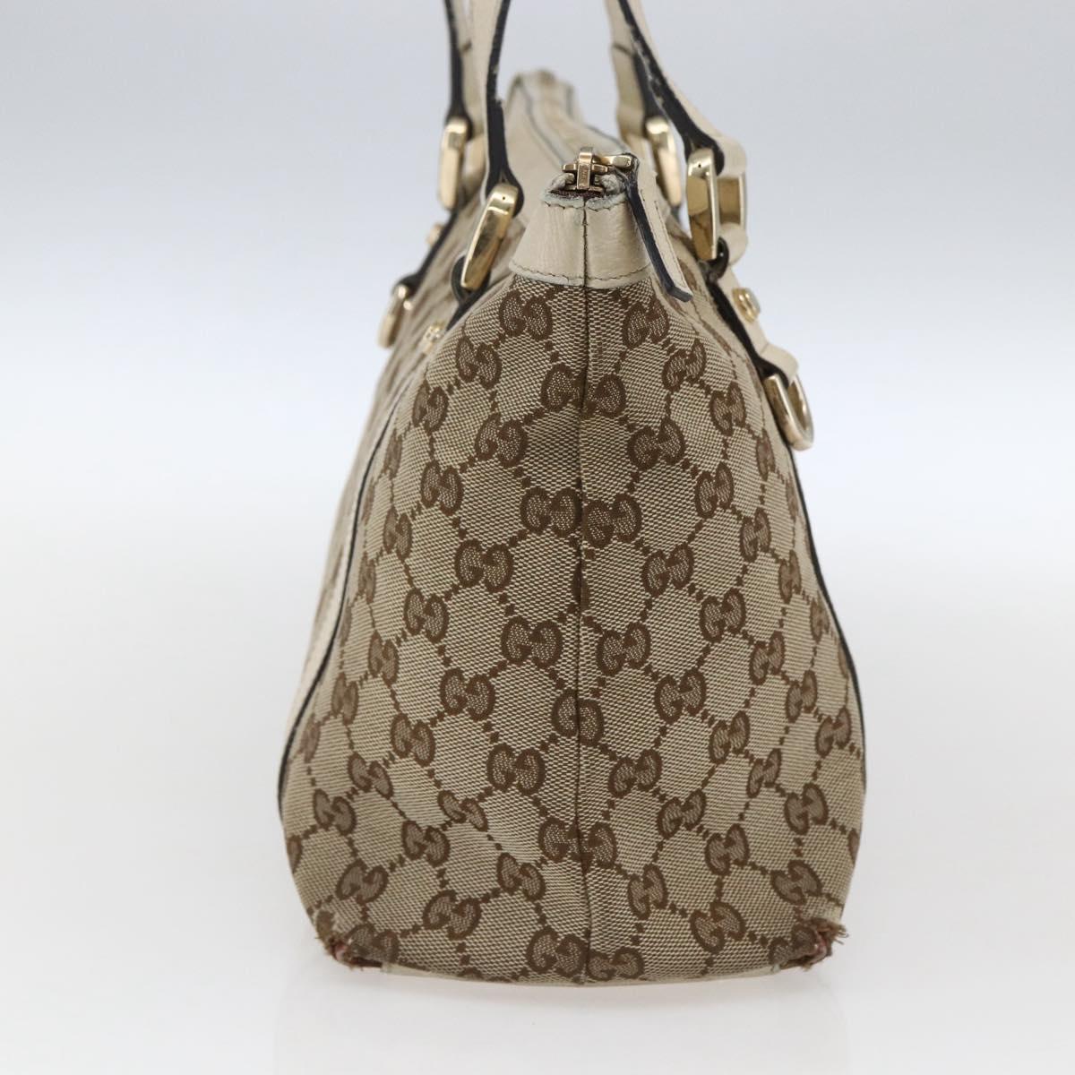 GUCCI GG Canvas Tote Bag Beige Gold 141470 Auth bs33022