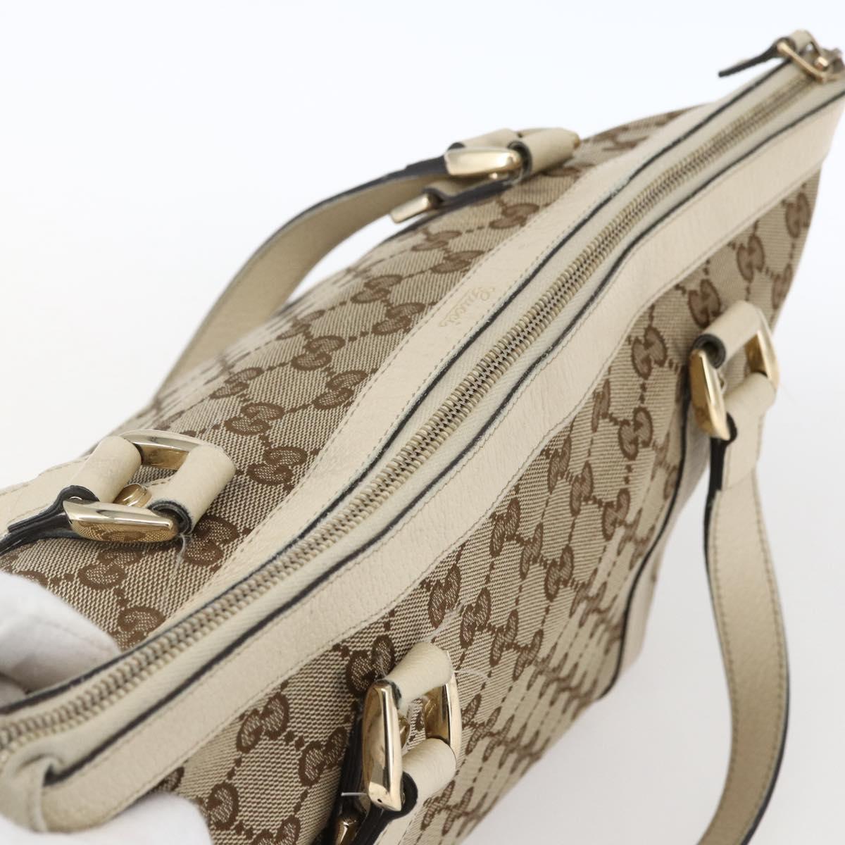 GUCCI GG Canvas Tote Bag Beige Gold 141470 Auth bs33022