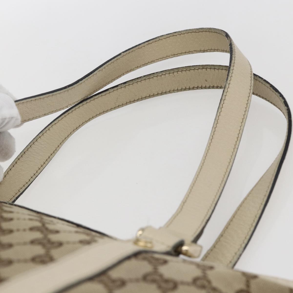 GUCCI GG Canvas Tote Bag Beige Gold 141470 Auth bs33022