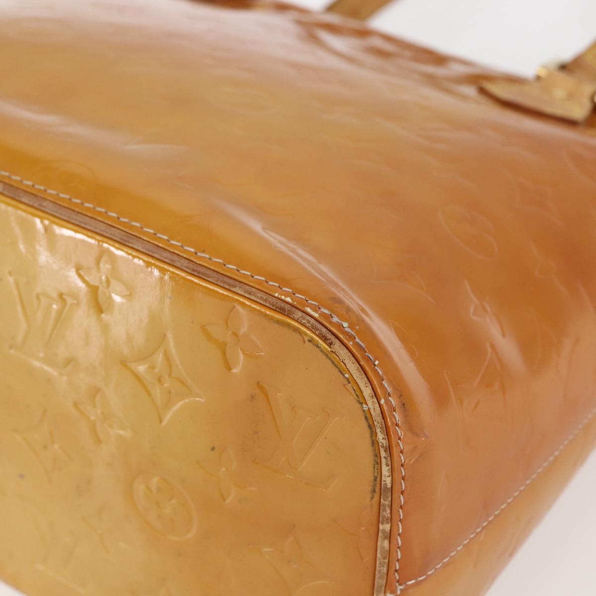 LOUIS VUITTON Monogram Vernis Houston Hand Bag Beige M91004 LV Auth bs33024