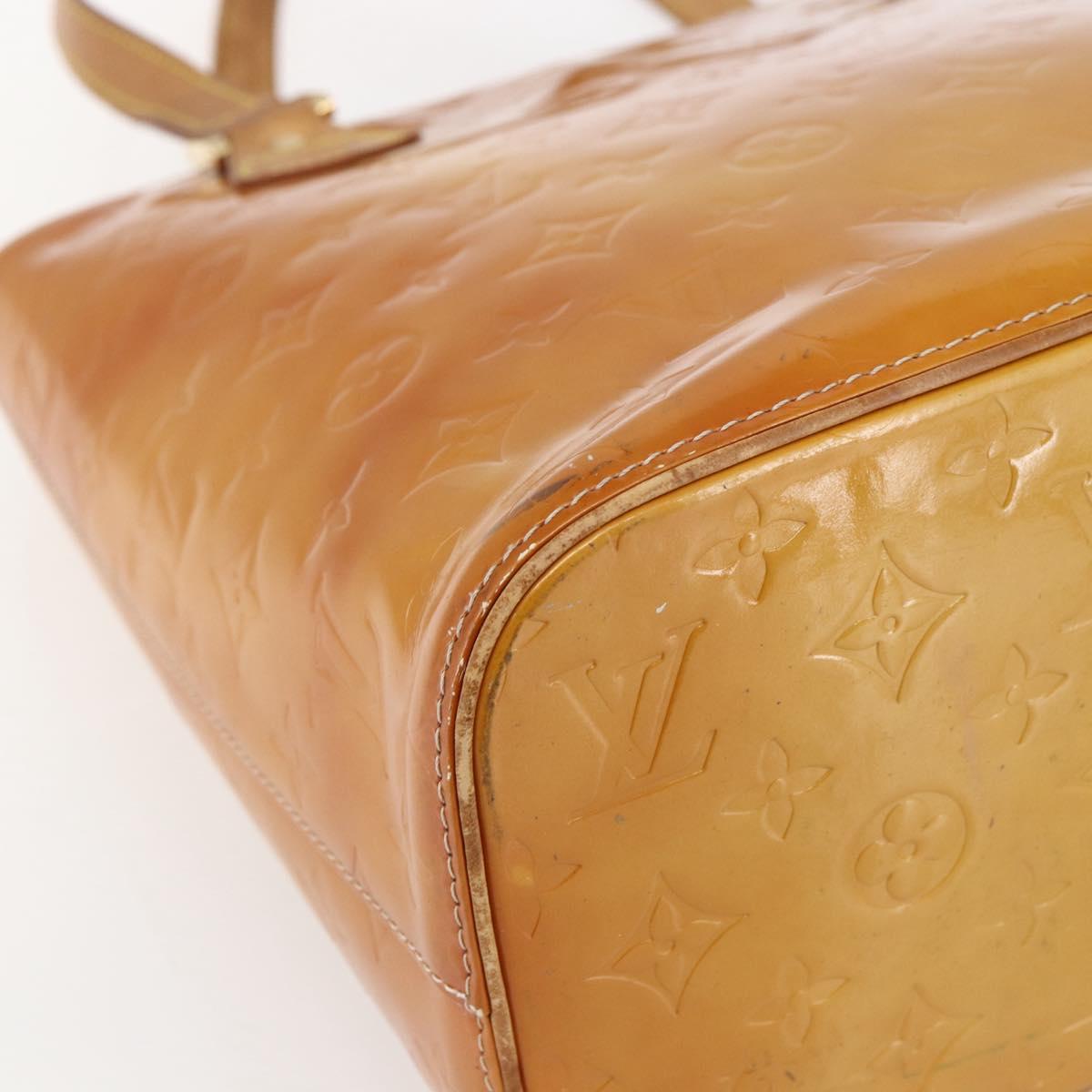 LOUIS VUITTON Monogram Vernis Houston Hand Bag Beige M91004 LV Auth bs33024