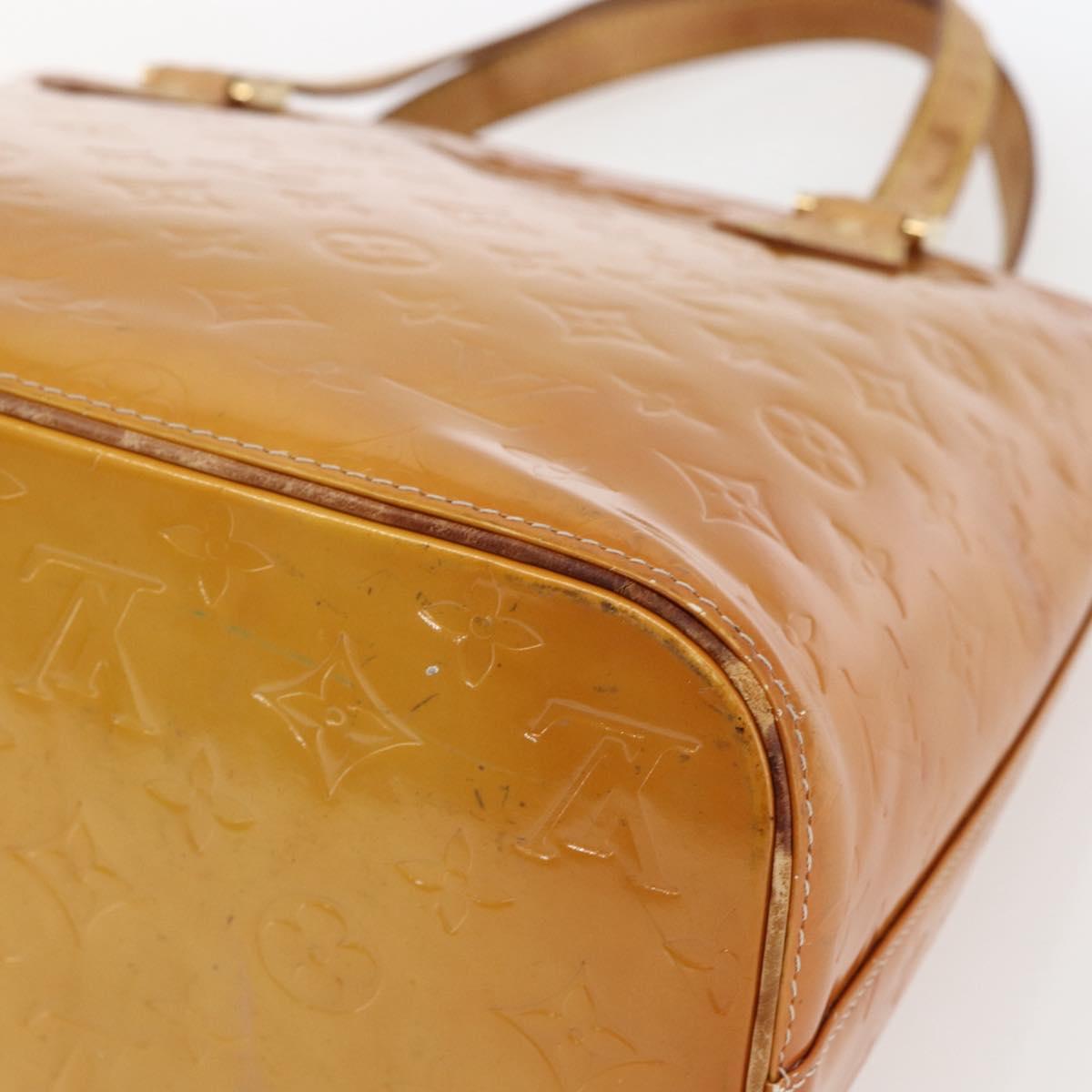 LOUIS VUITTON Monogram Vernis Houston Hand Bag Beige M91004 LV Auth bs33024
