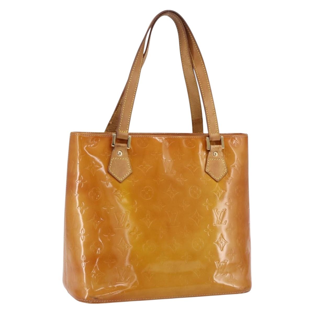LOUIS VUITTON Monogram Vernis Houston Hand Bag Beige M91004 LV Auth bs33024