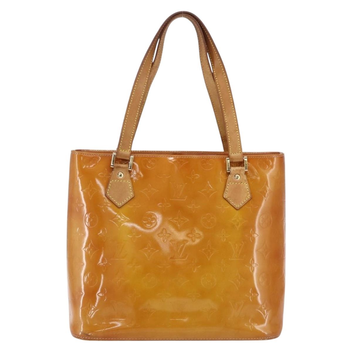 LOUIS VUITTON Monogram Vernis Houston Hand Bag Beige M91004 LV Auth bs33024