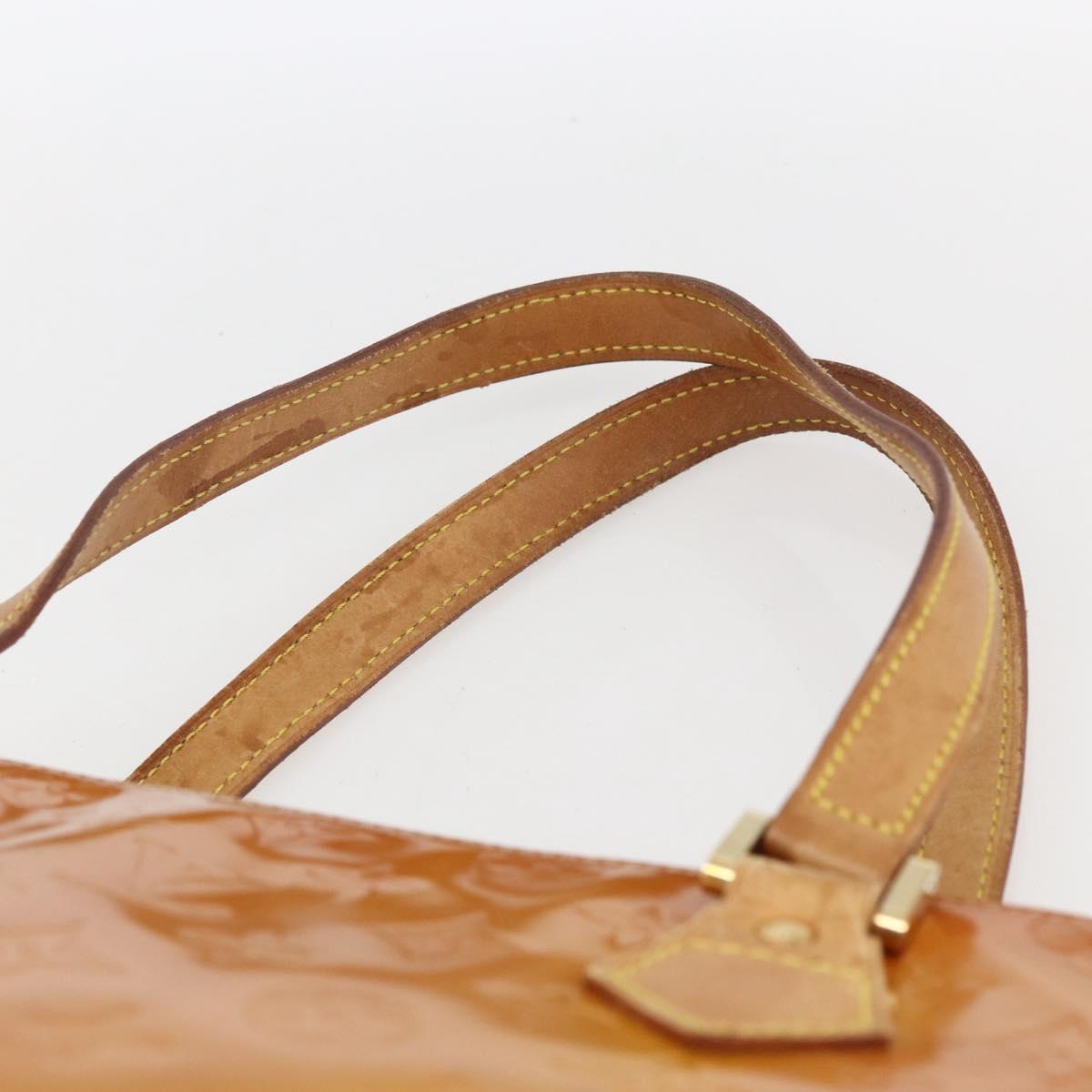 LOUIS VUITTON Monogram Vernis Houston Hand Bag Beige M91004 LV Auth bs33024