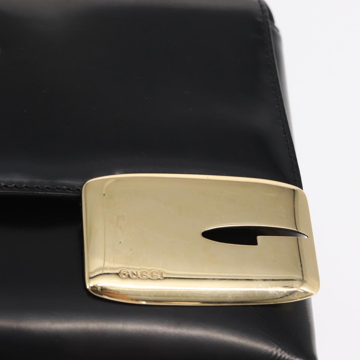 GUCCI Shoulder Bag Patent leather Black Gold 007 3444 0282 Auth bs33025