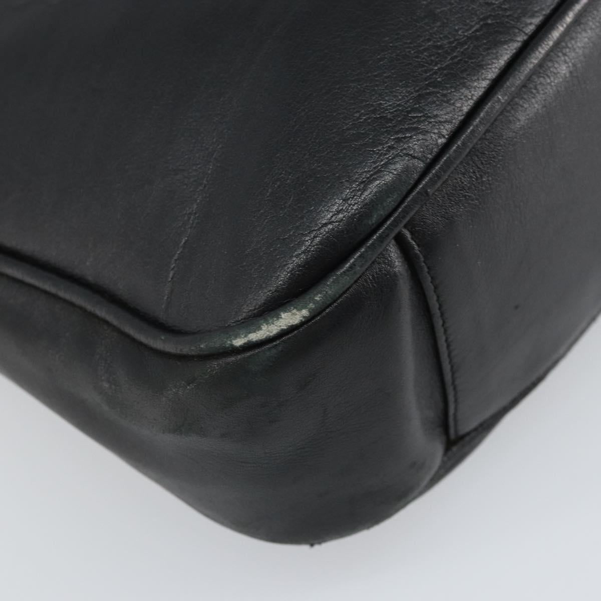 GUCCI Bamboo Hand Bag Leather Black Gold Auth bs33028