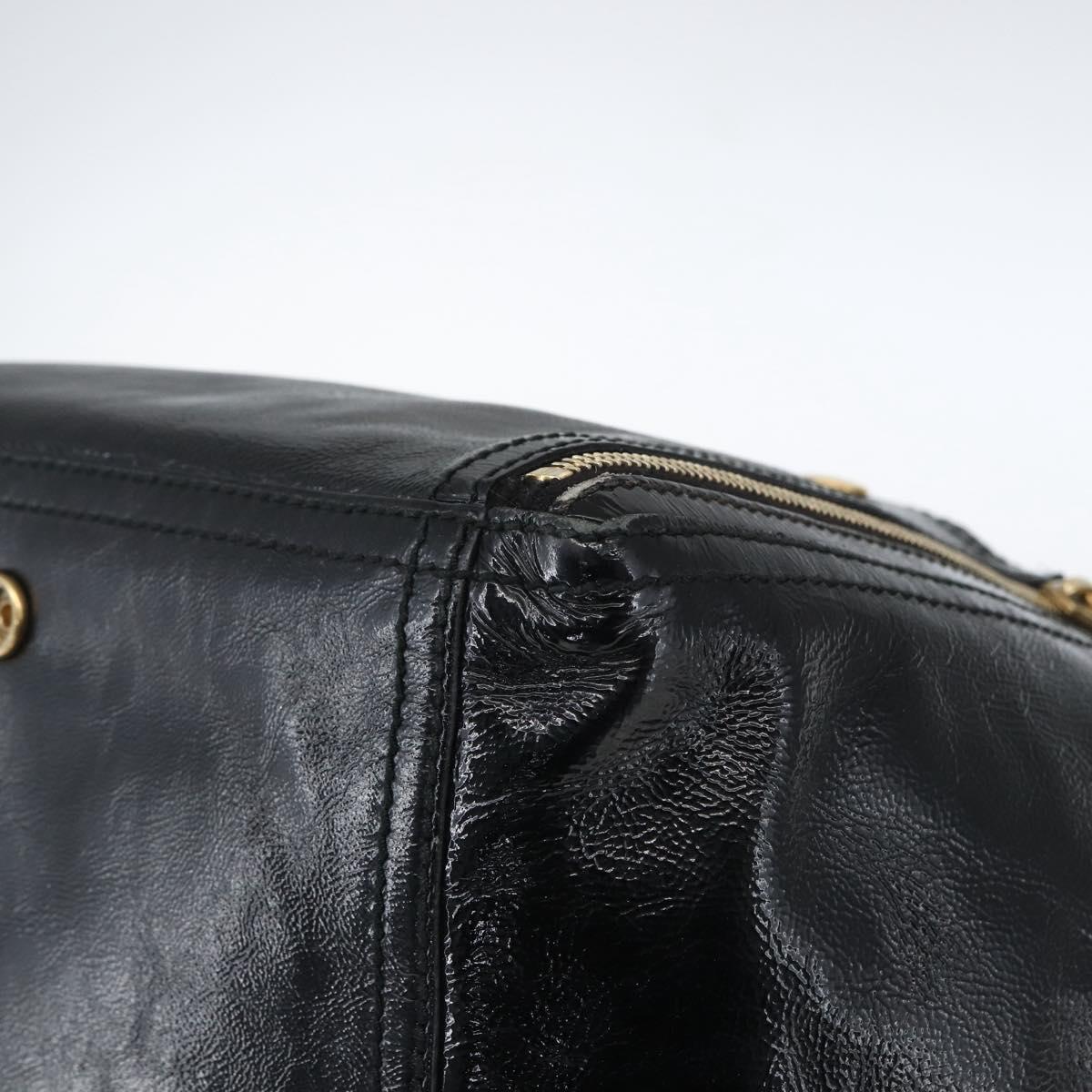 SAINT LAURENT Tote Bag Patent leather Black Gold 175884 Auth bs33038