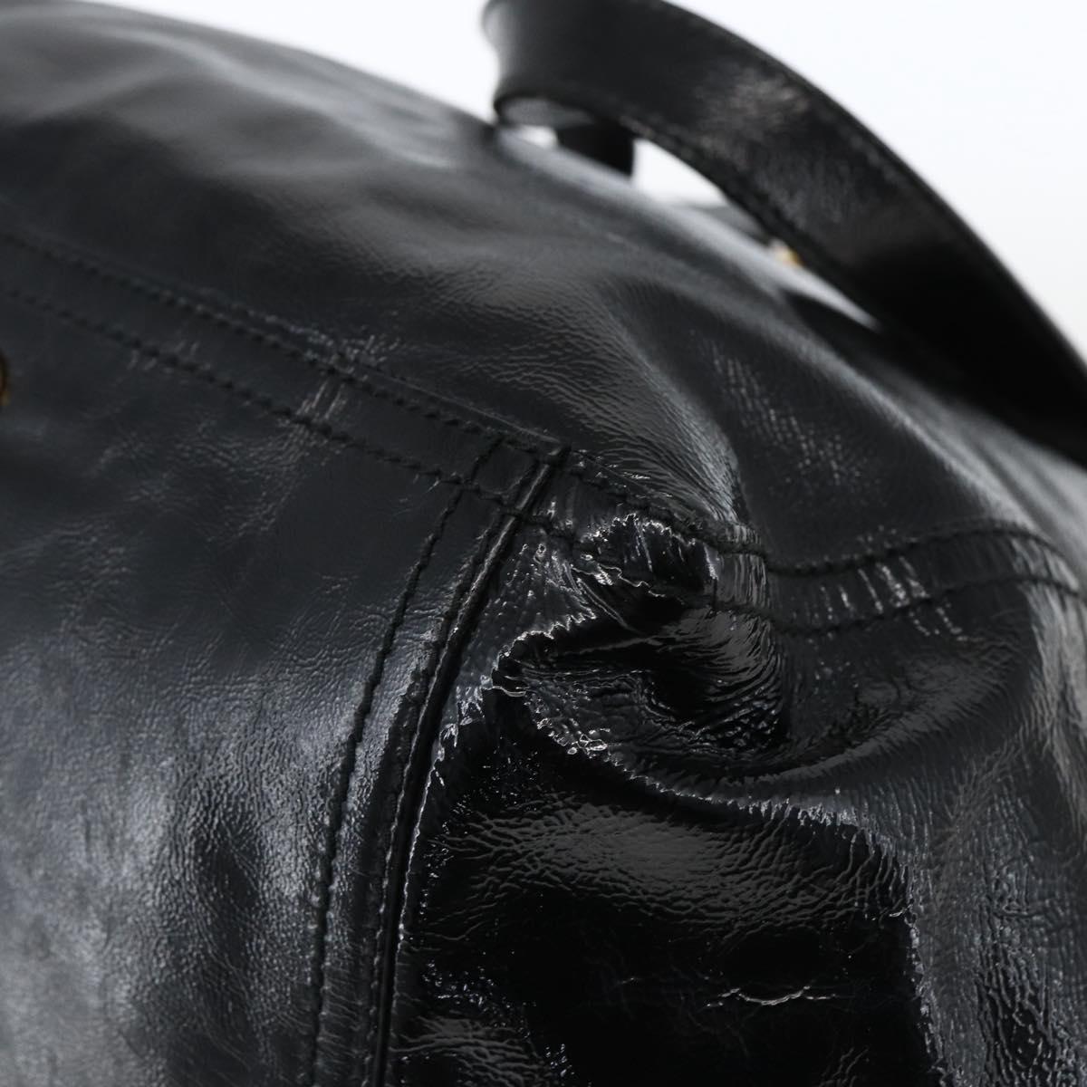 SAINT LAURENT Tote Bag Patent leather Black Gold 175884 Auth bs33038