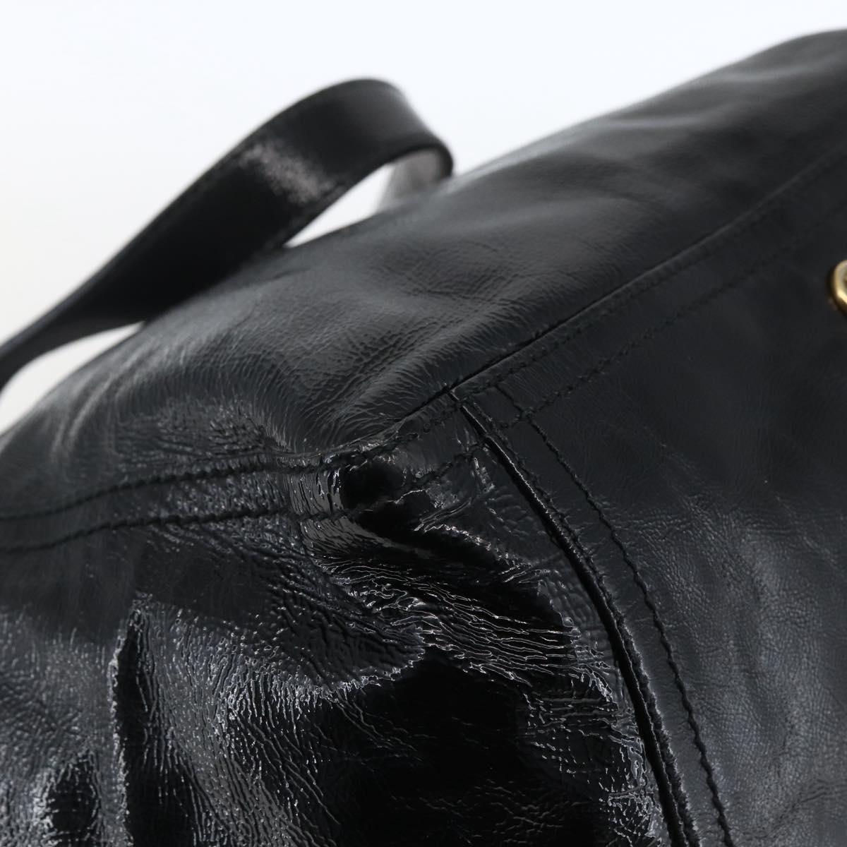 SAINT LAURENT Tote Bag Patent leather Black Gold 175884 Auth bs33038