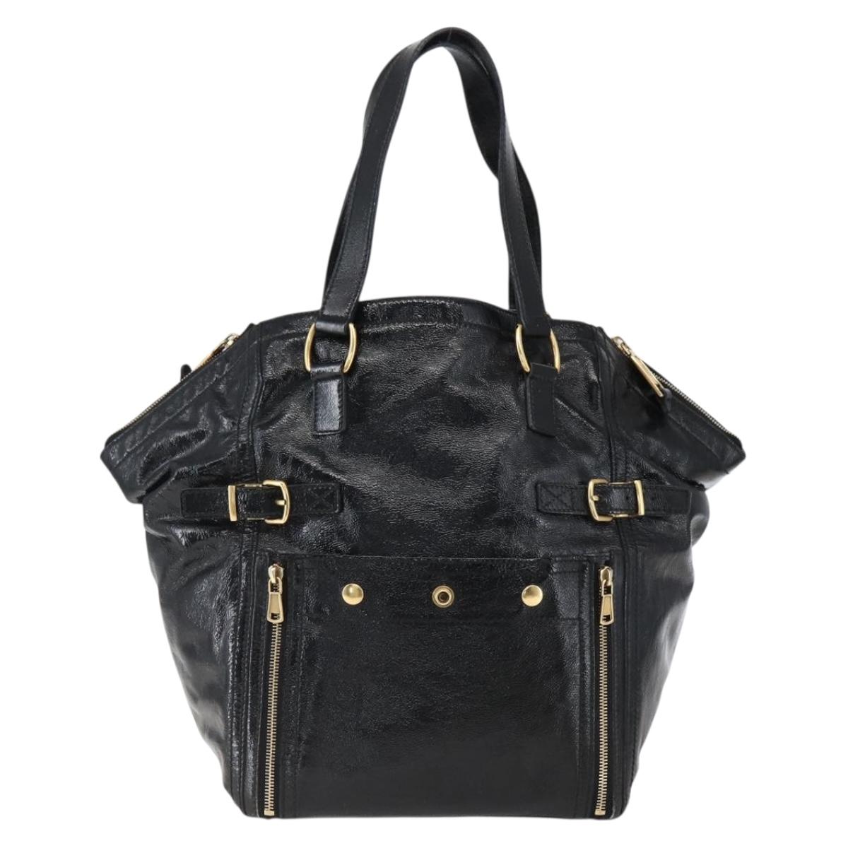 SAINT LAURENT Tote Bag Patent leather Black Gold 175884 Auth bs33038