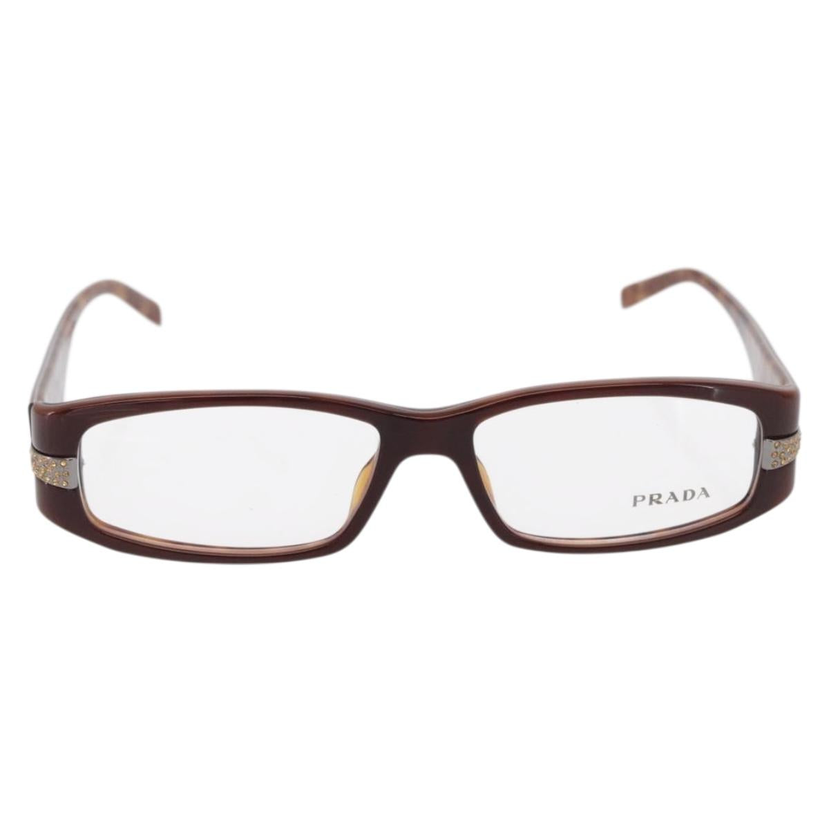 PRADA Glasses plastic Brown Auth bs33046