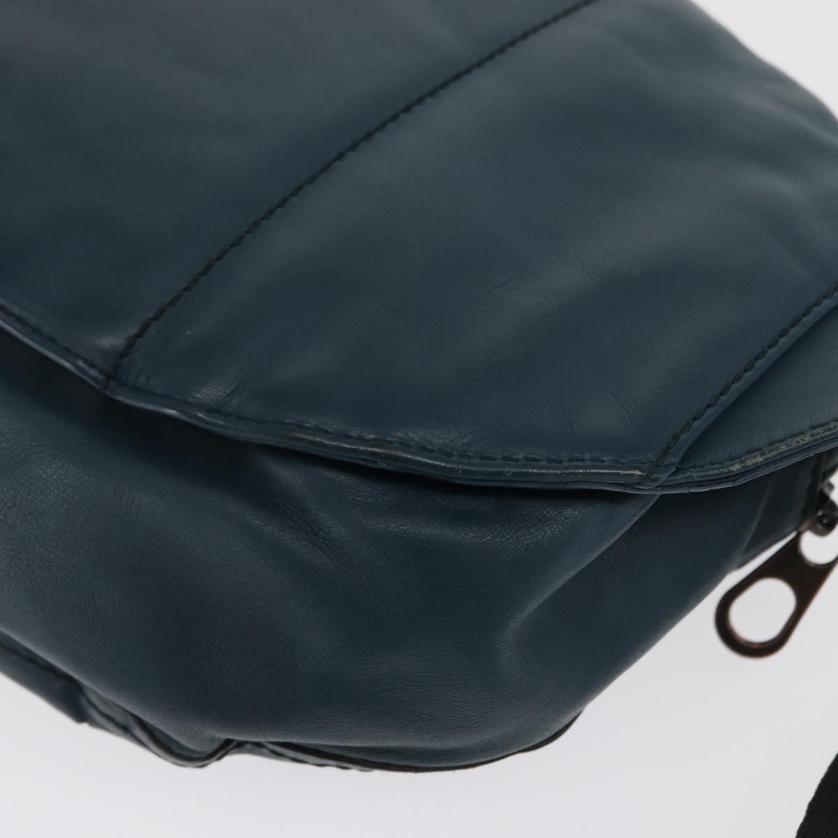 BOTTEGA VENETA INTRECCIATO Body Bag Leather Blue Auth bs33047