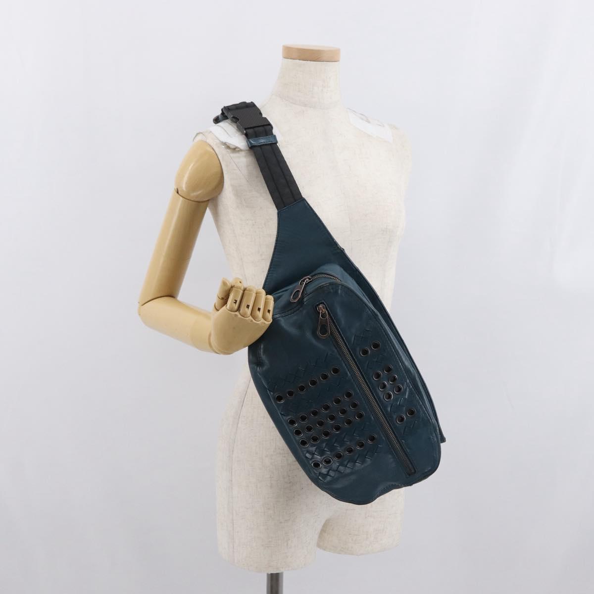 BOTTEGA VENETA INTRECCIATO Body Bag Leather Blue Auth bs33047