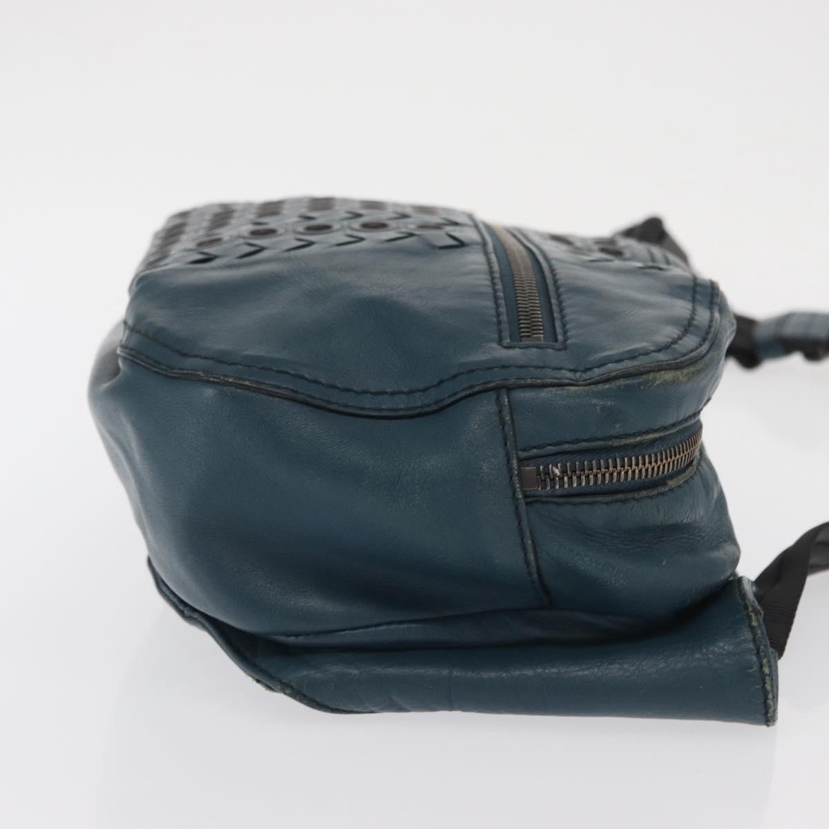 BOTTEGA VENETA INTRECCIATO Body Bag Leather Blue Auth bs33047