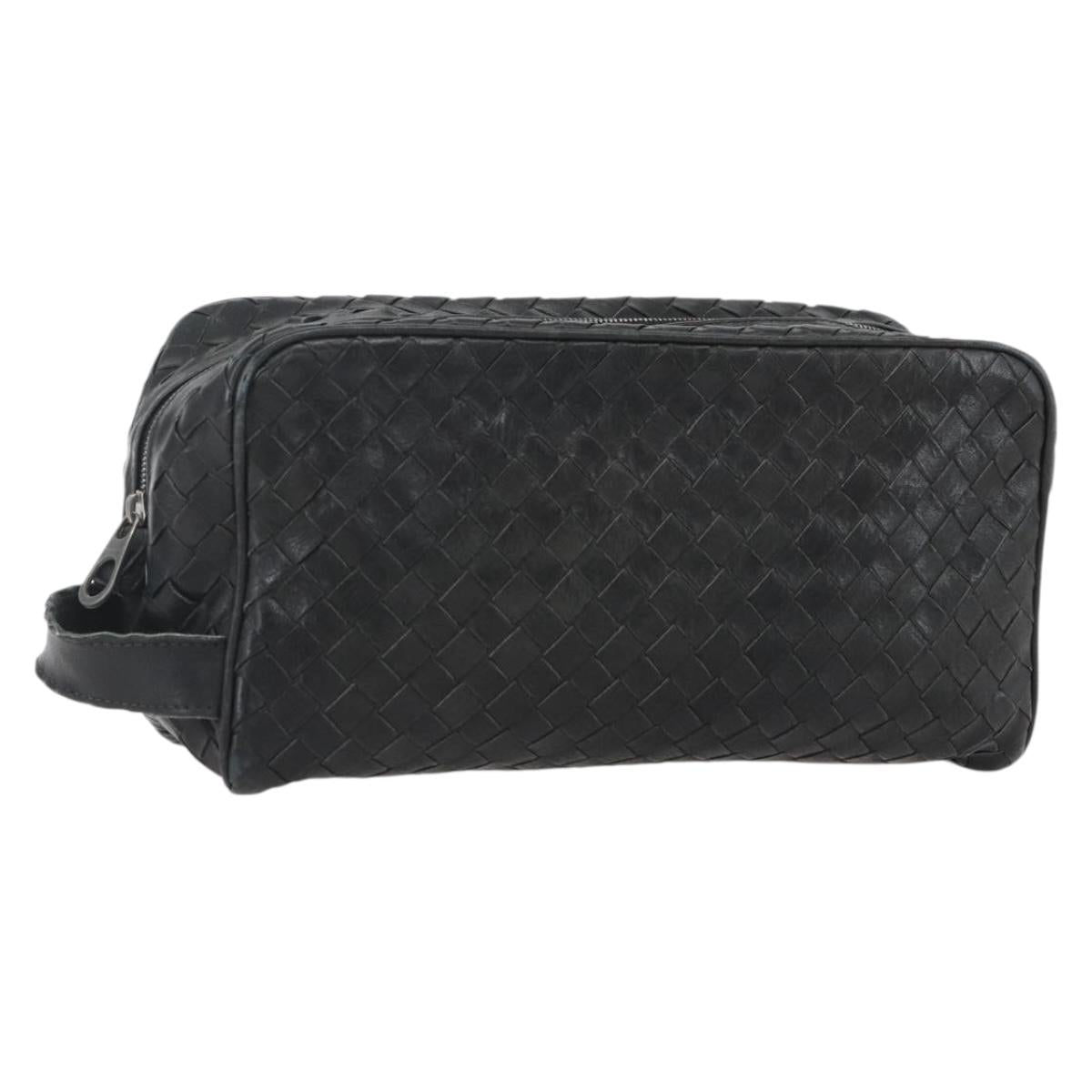 BOTTEGA VENETA INTRECCIATO Clutch Bag Leather Black 174361 Auth bs33052