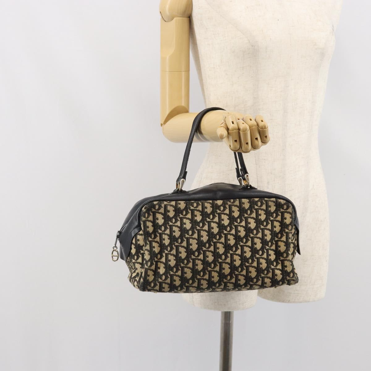 Christian Dior Trotter Canvas Hand Bag Navy Auth bs33053