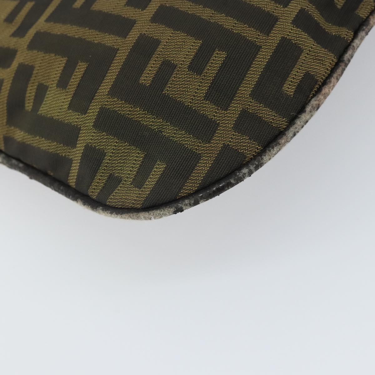 FENDI Zucca Canvas Hand Bag Brown Black Silver Auth bs33057