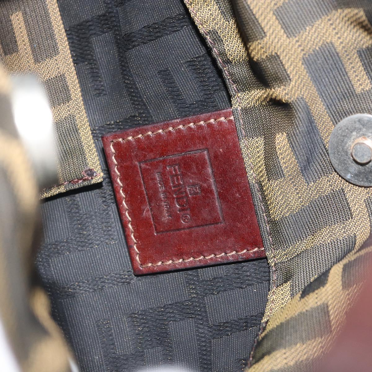 FENDI Zucca Canvas Hand Bag Brown Black Silver Auth bs33057