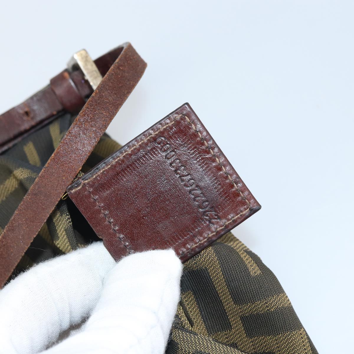 FENDI Zucca Canvas Hand Bag Brown Black Silver Auth bs33057