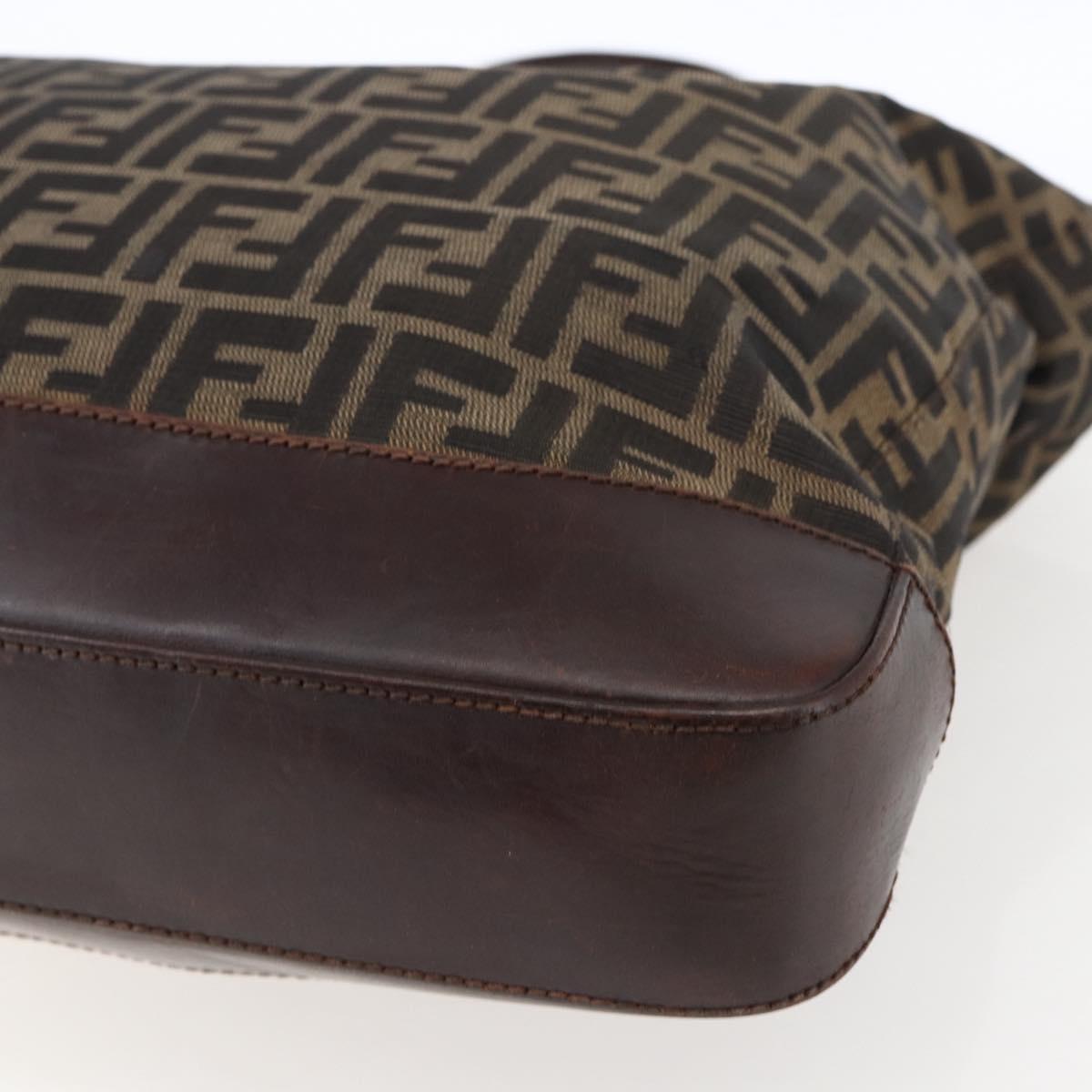 FENDI Zucca Canvas Tote Bag Brown Black Auth bs33058