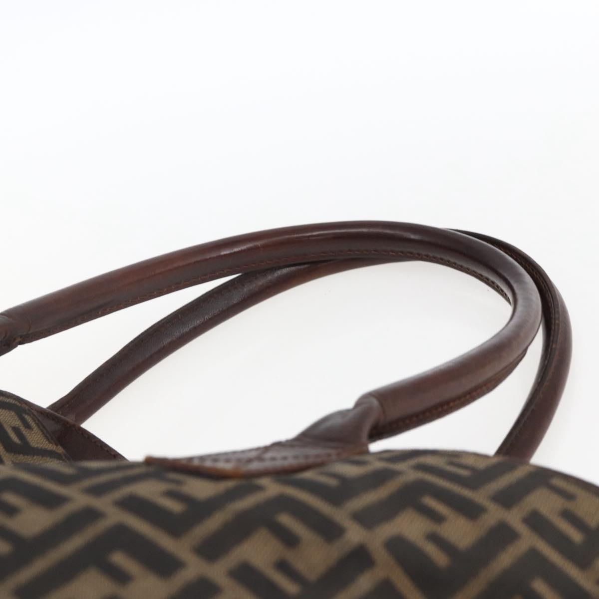 FENDI Zucca Canvas Tote Bag Brown Black Auth bs33058