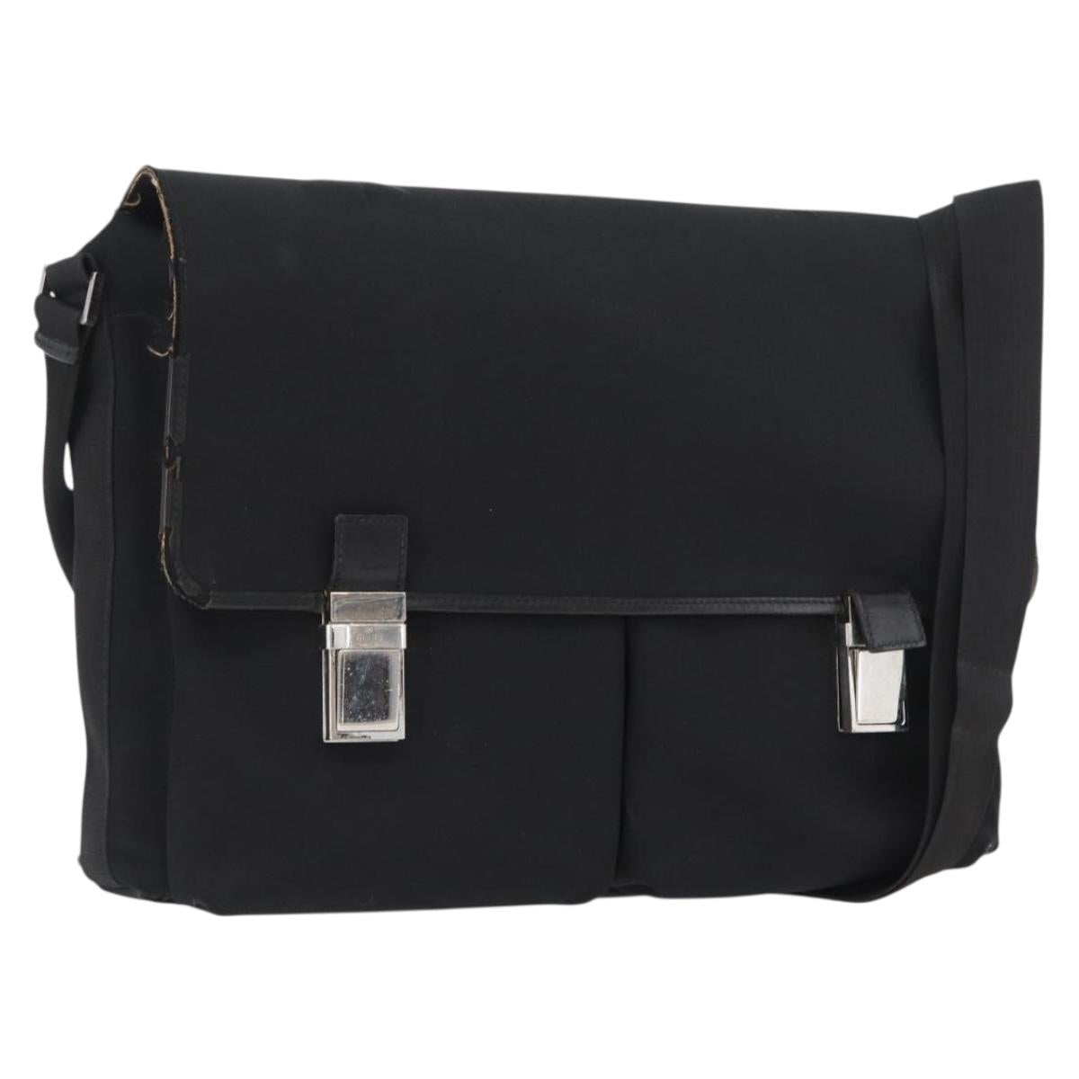 GUCCI Shoulder Bag Canvas Black Silver 92538 Auth bs33064