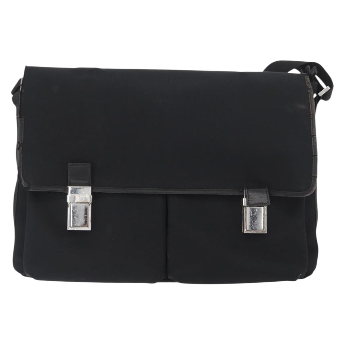 GUCCI Shoulder Bag Canvas Black Silver 92538 Auth bs33064
