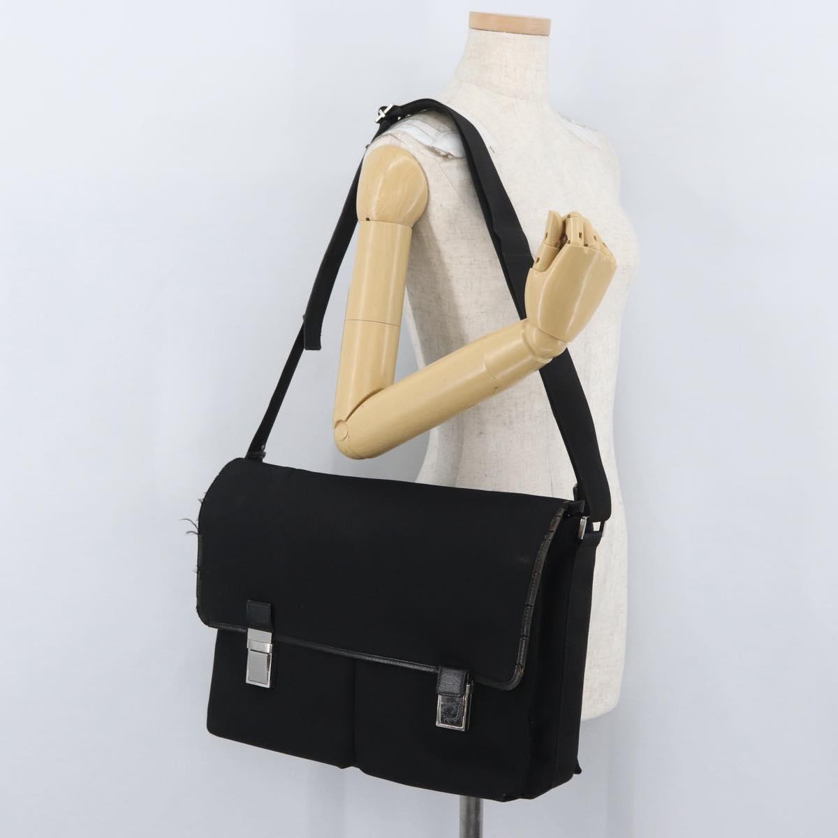 GUCCI Shoulder Bag Canvas Black Silver 92538 Auth bs33064