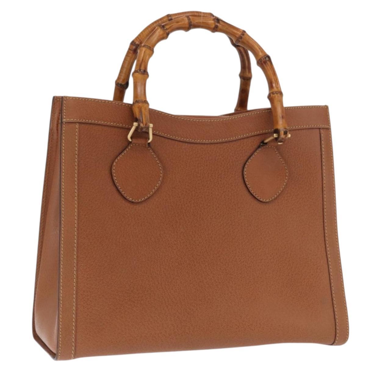 GUCCI Bamboo Hand Bag Leather Brown Gold 002 2853 02600 Auth bs33066