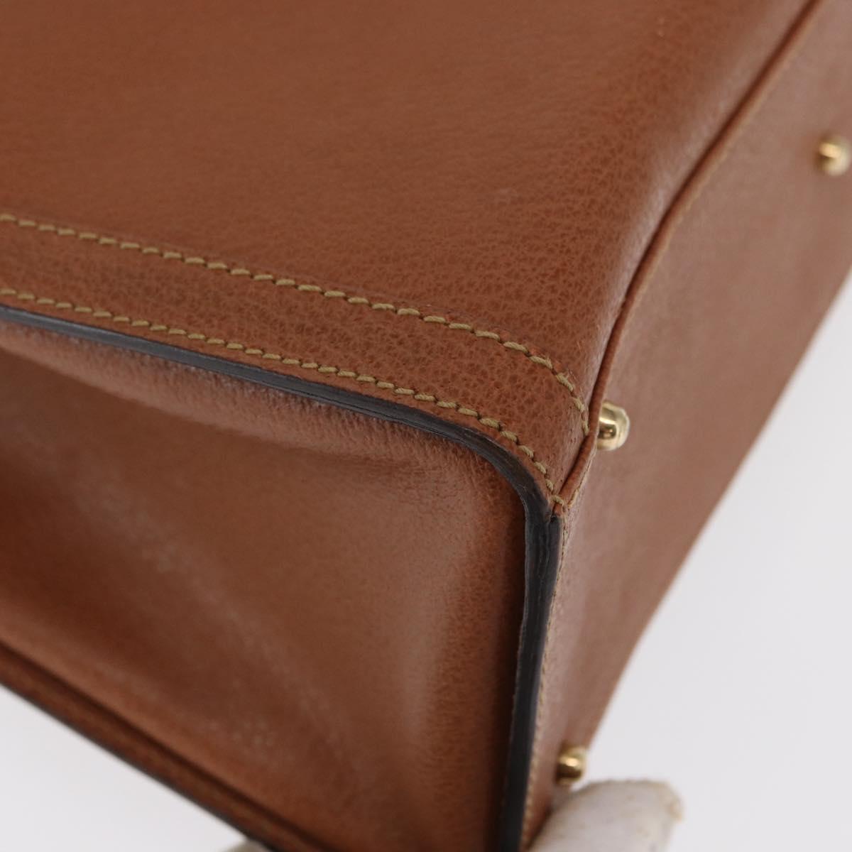 GUCCI Bamboo Hand Bag Leather Brown Gold 002 2853 02600 Auth bs33066