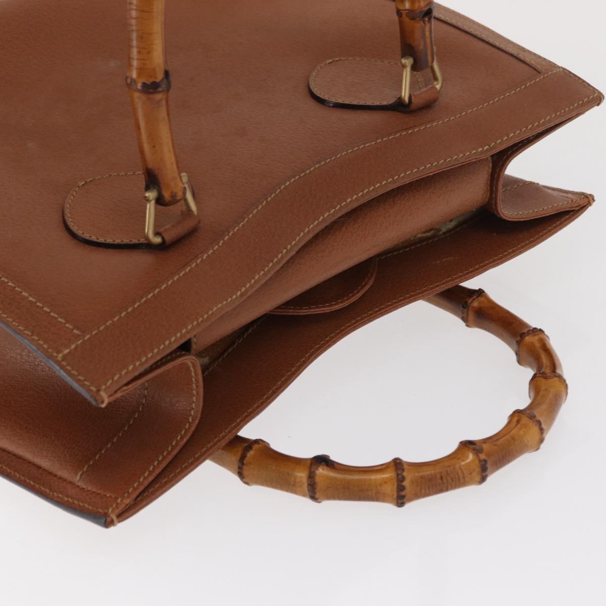 GUCCI Bamboo Hand Bag Leather Brown Gold 002 2853 02600 Auth bs33066