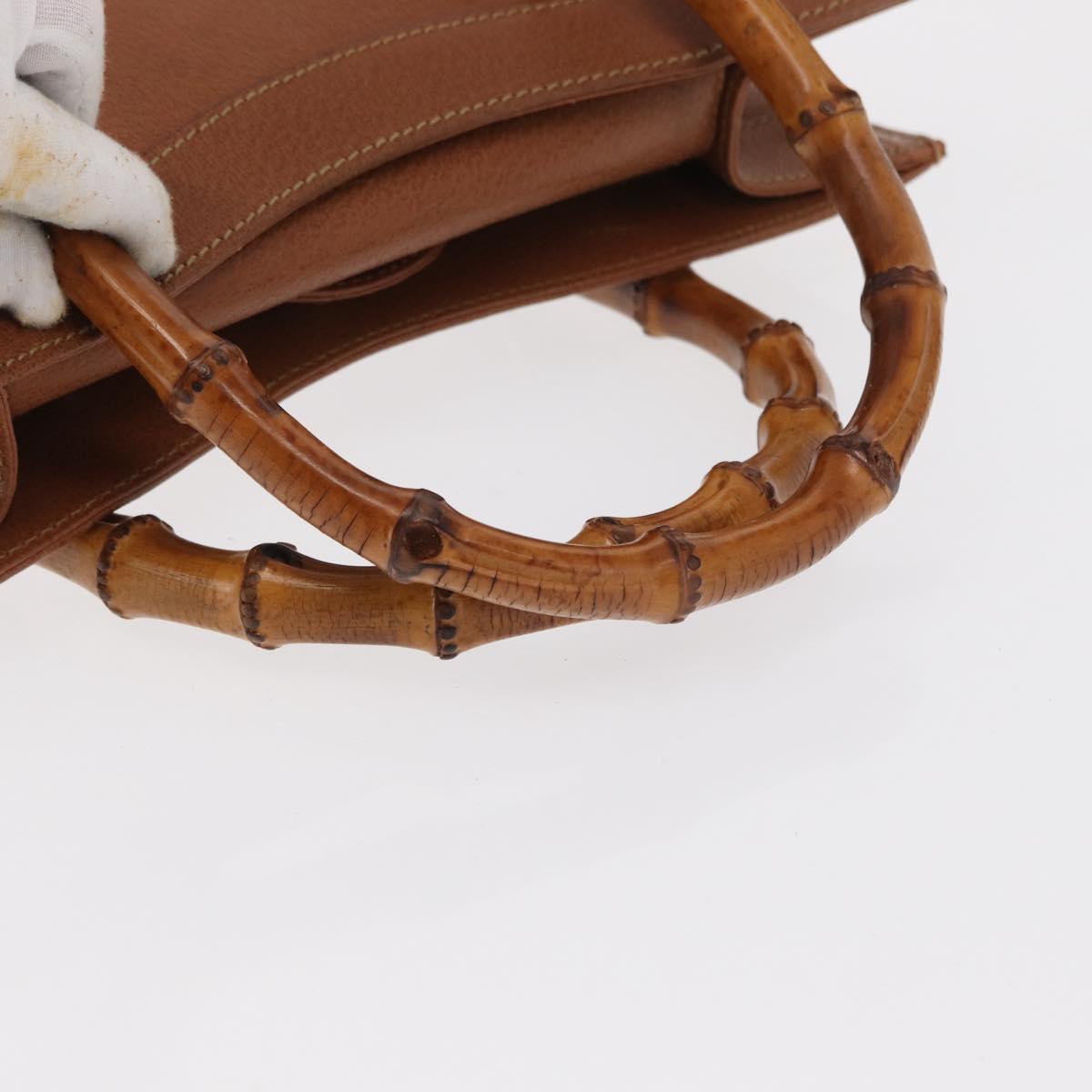 GUCCI Bamboo Hand Bag Leather Brown Gold 002 2853 02600 Auth bs33066