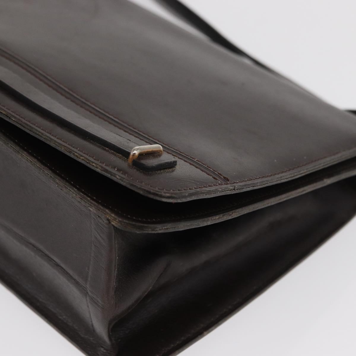 Christian Dior Shoulder Bag Leather Brown Gold Auth bs33067
