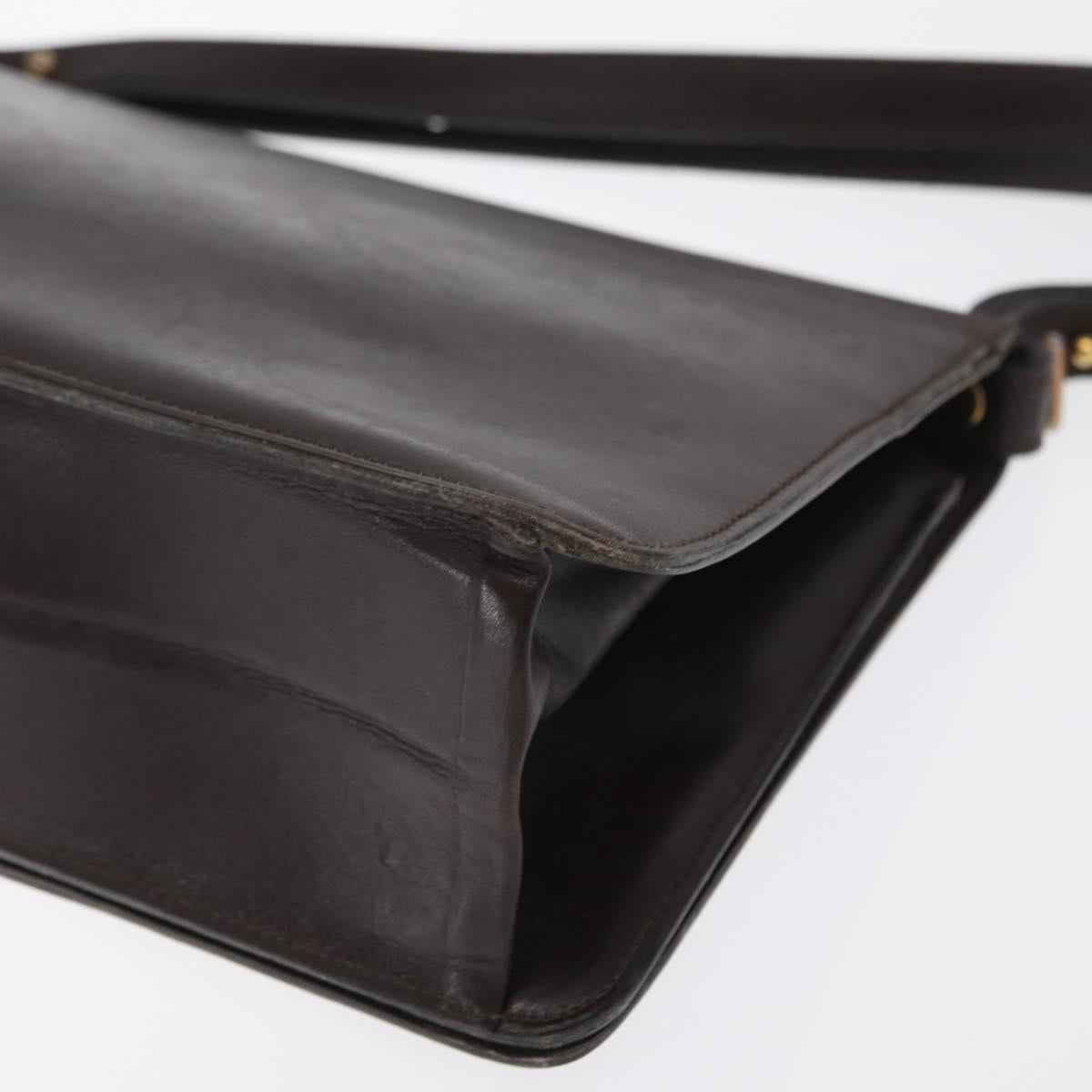 Christian Dior Shoulder Bag Leather Brown Gold Auth bs33067