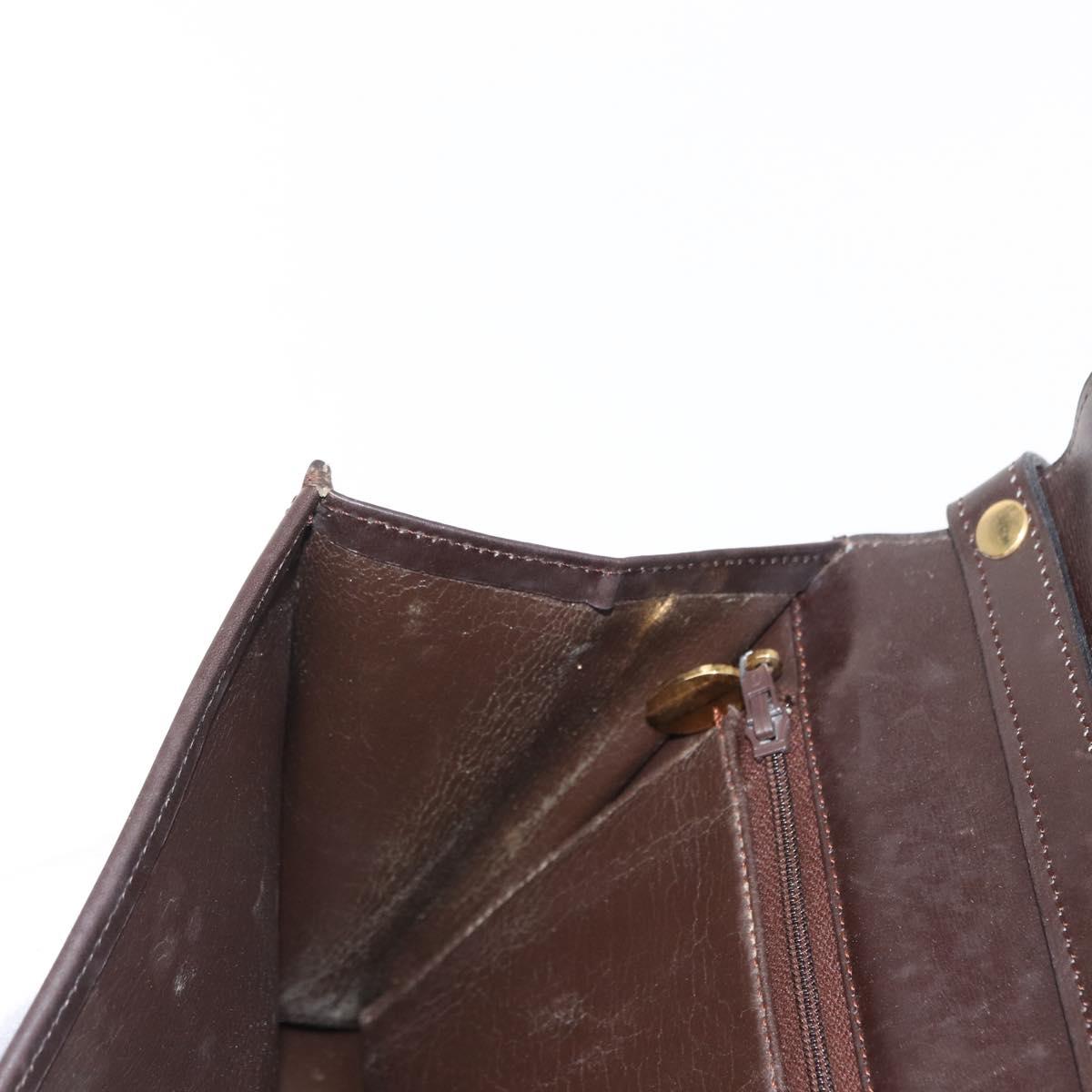 Christian Dior Shoulder Bag Leather Brown Gold Auth bs33067