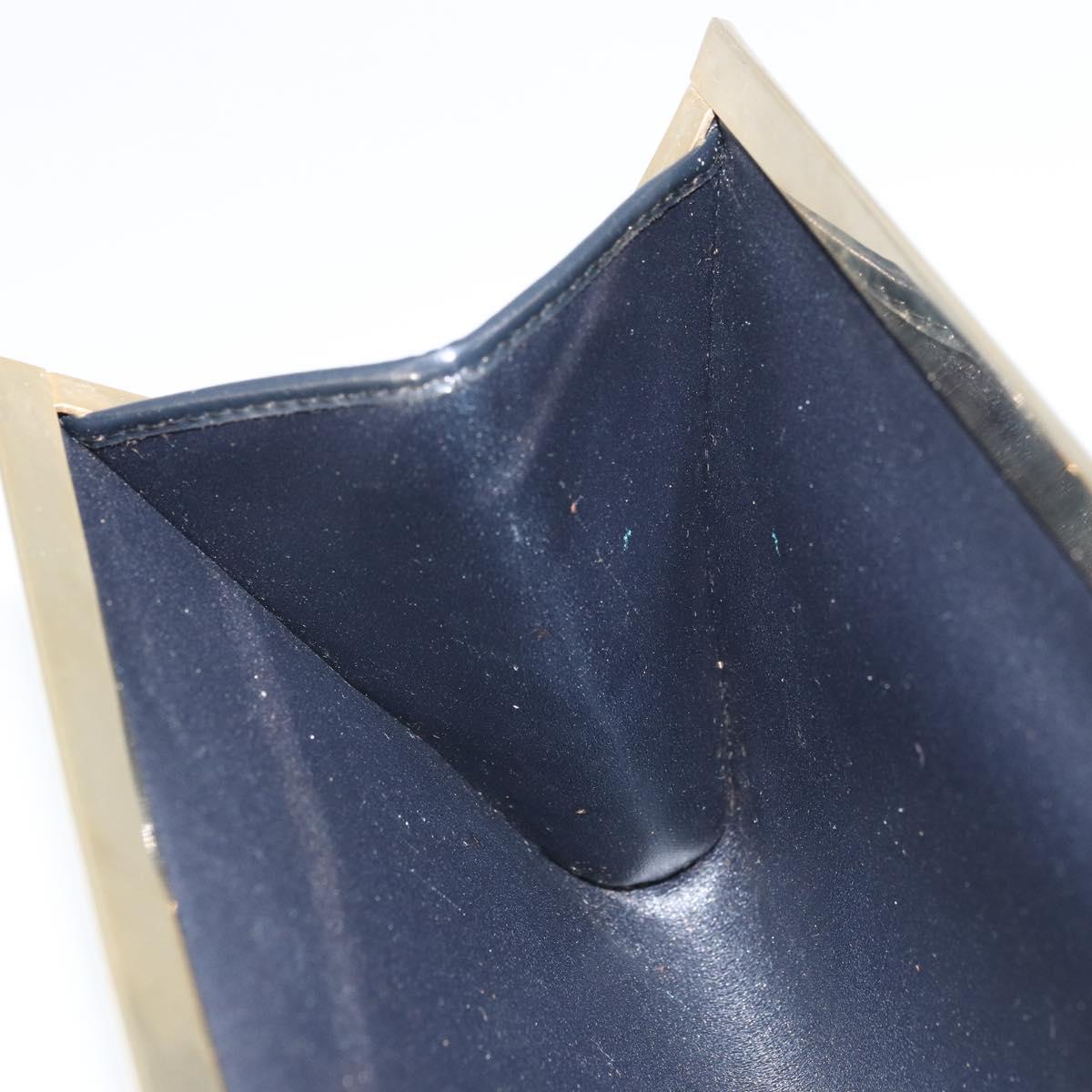 Christian Dior Clutch Bag Canvas Navy Gold Auth bs33068