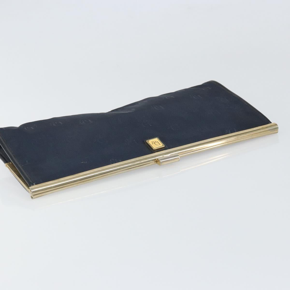 Christian Dior Clutch Bag Canvas Navy Gold Auth bs33068
