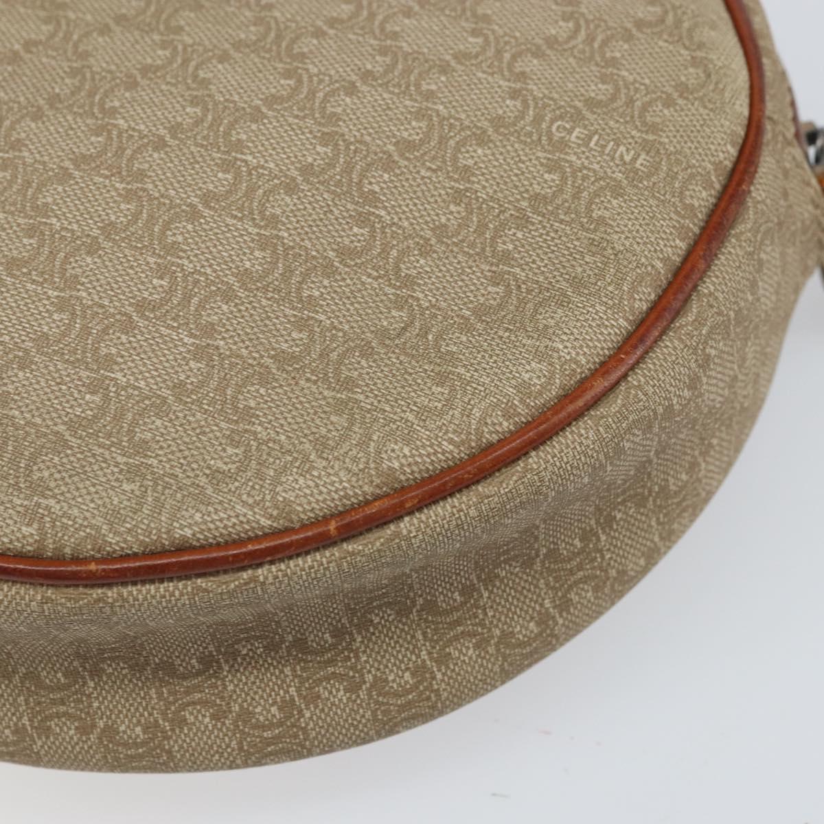 CELINE Macadam Canvas Shoulder Bag PVC Beige Auth bs33069