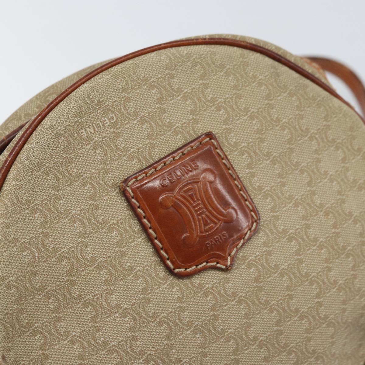 CELINE Macadam Canvas Shoulder Bag PVC Beige Auth bs33069