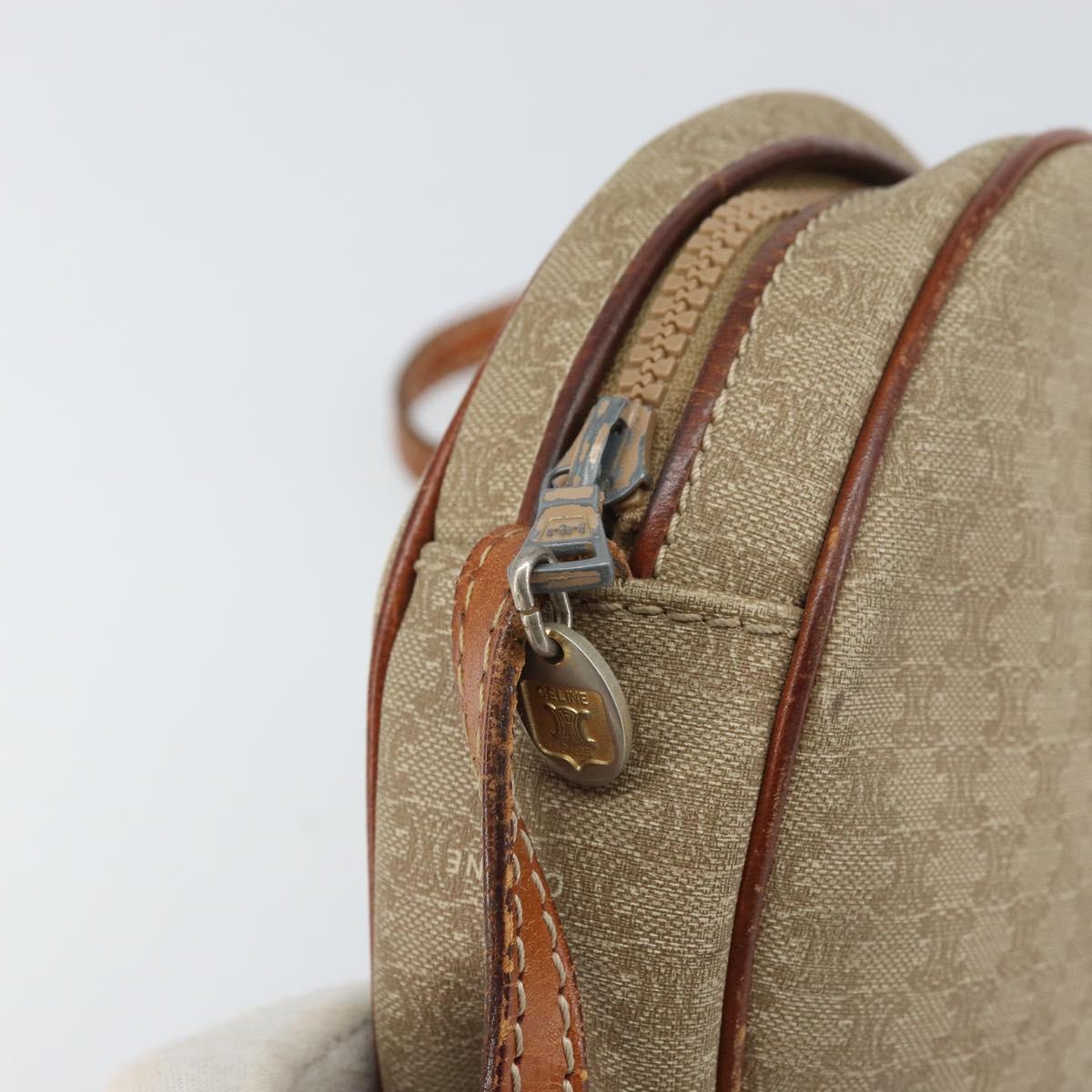 CELINE Macadam Canvas Shoulder Bag PVC Beige Auth bs33069
