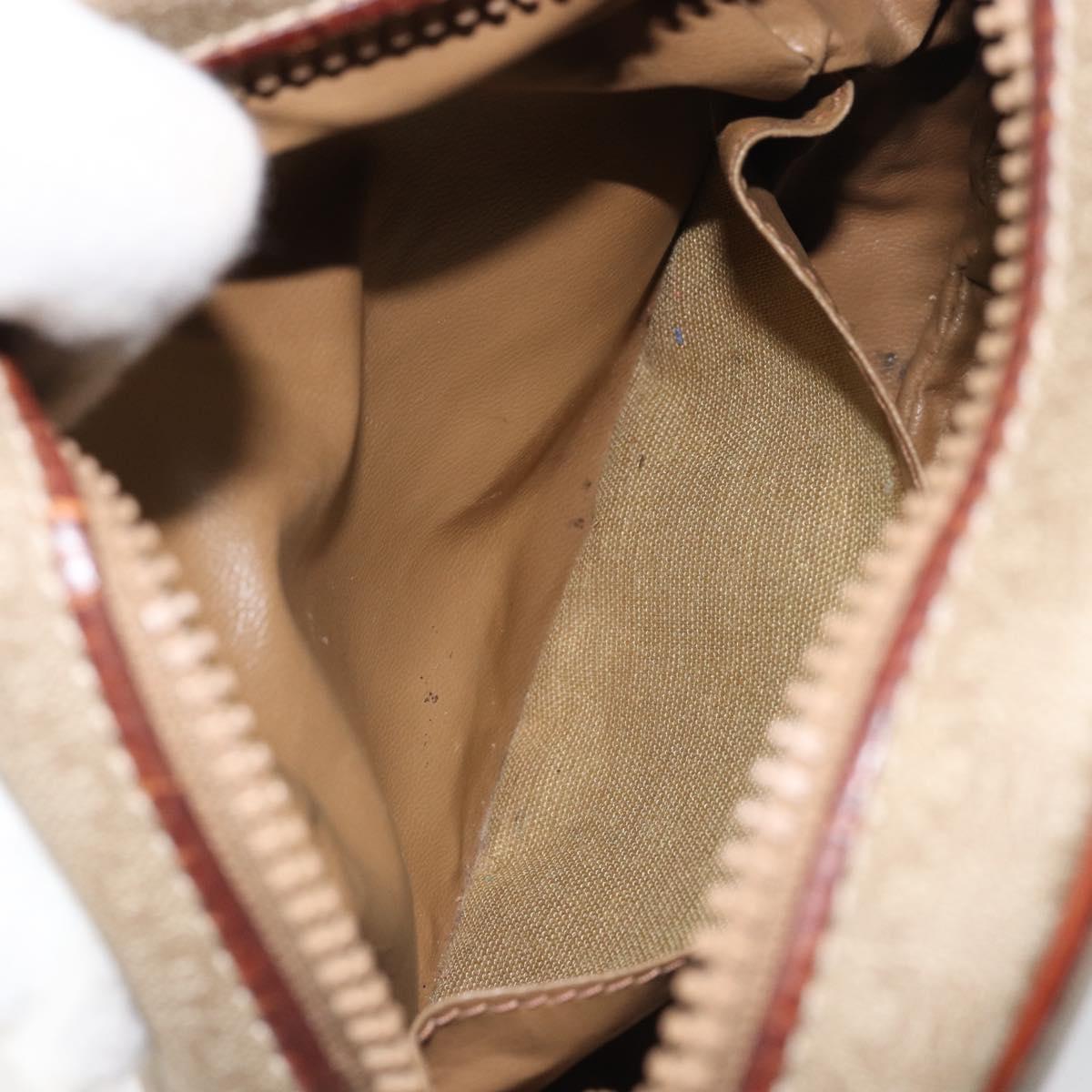 CELINE Macadam Canvas Shoulder Bag PVC Beige Auth bs33069