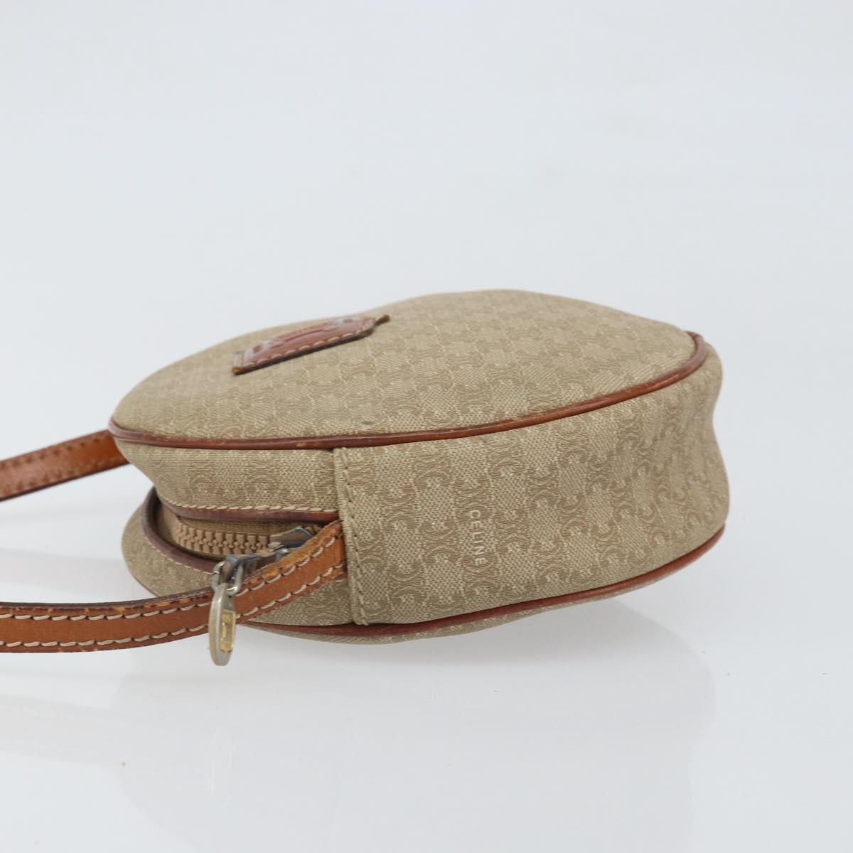 CELINE Macadam Canvas Shoulder Bag PVC Beige Auth bs33069