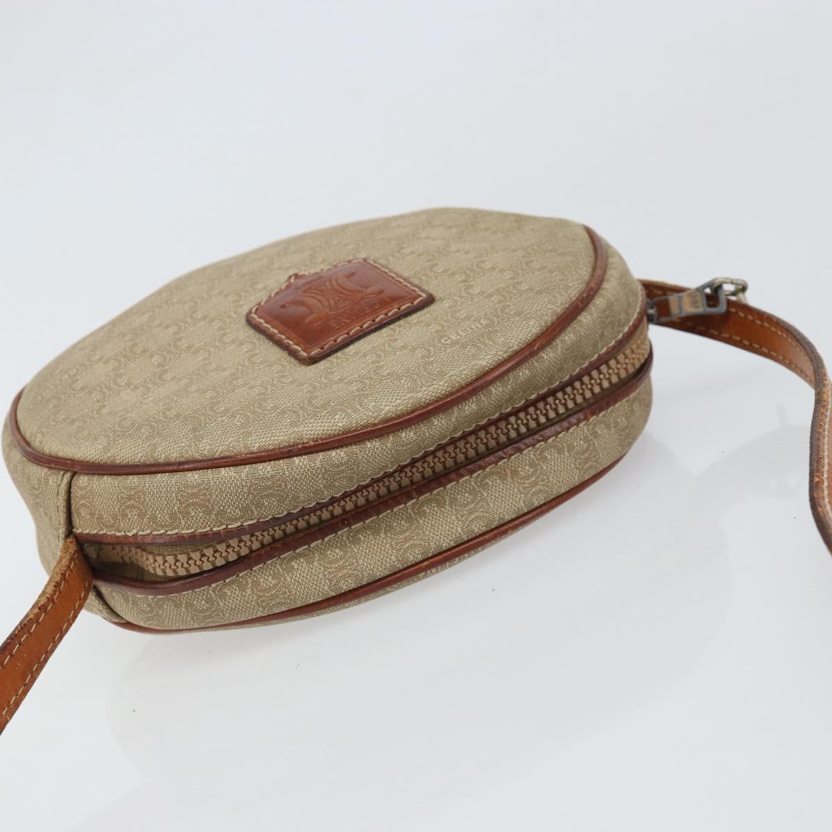 CELINE Macadam Canvas Shoulder Bag PVC Beige Auth bs33069