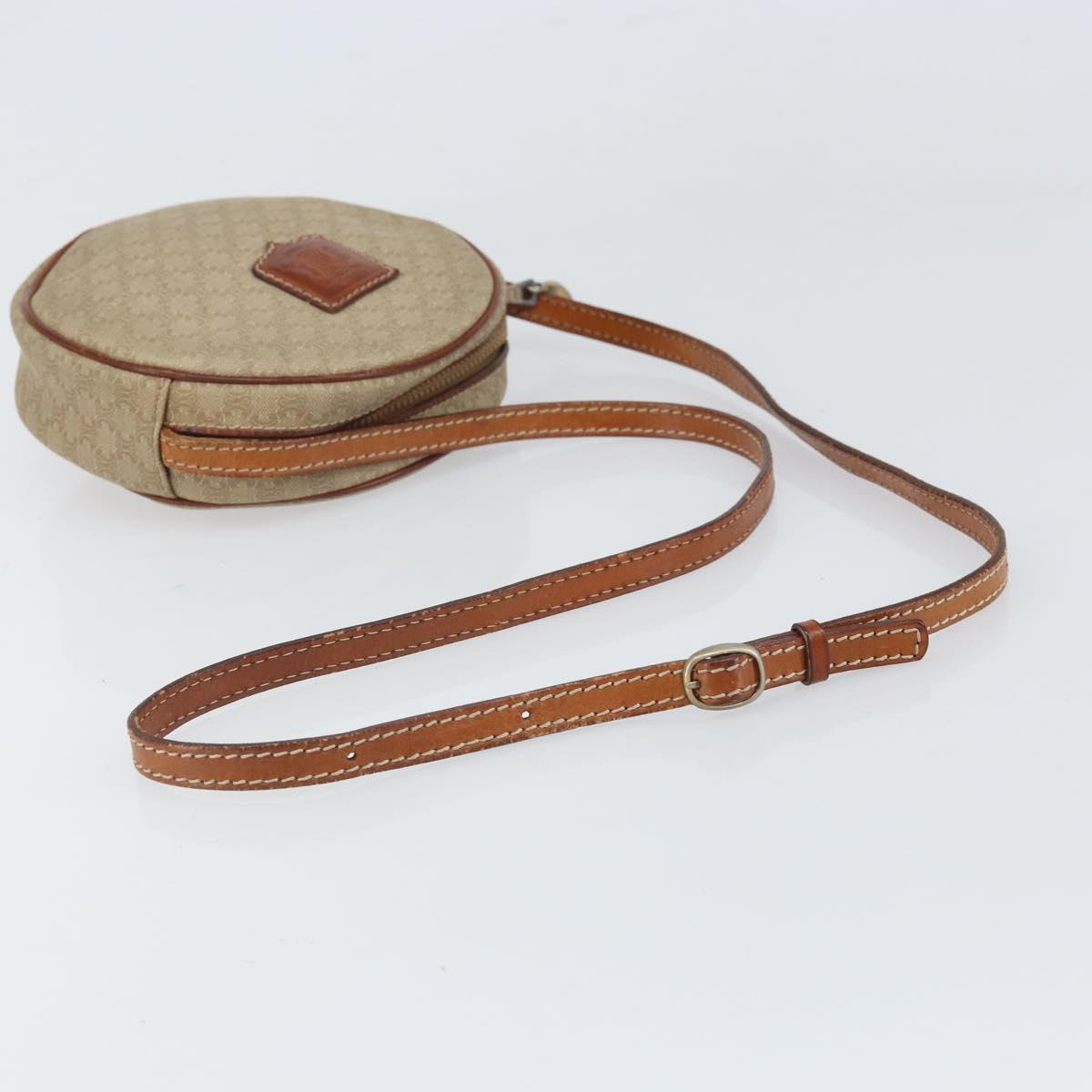 CELINE Macadam Canvas Shoulder Bag PVC Beige Auth bs33069