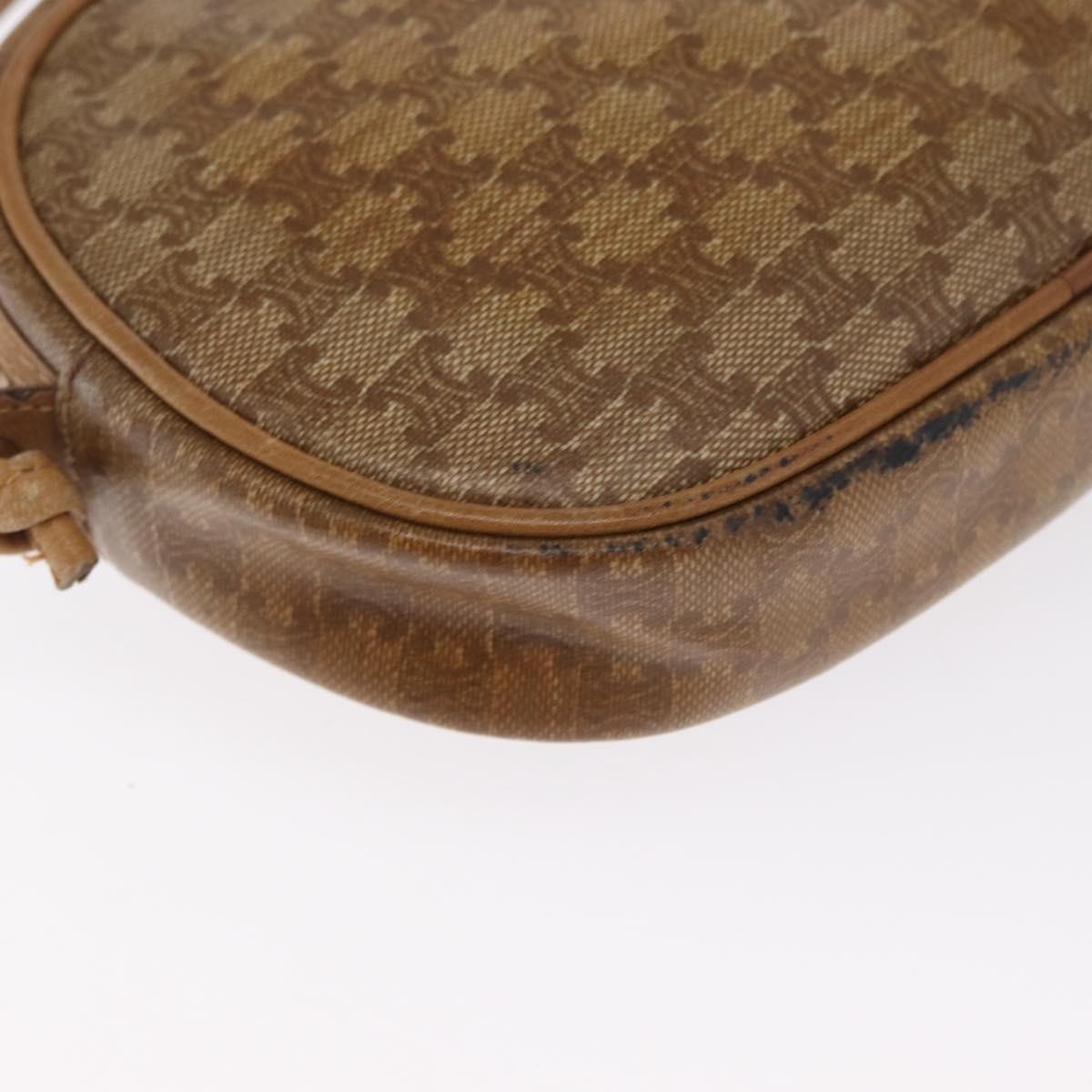 CELINE Macadam Canvas Shoulder Bag PVC Beige Auth bs33070