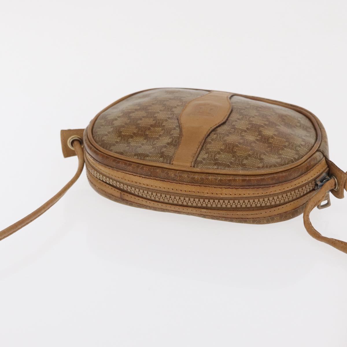 CELINE Macadam Canvas Shoulder Bag PVC Beige Auth bs33070