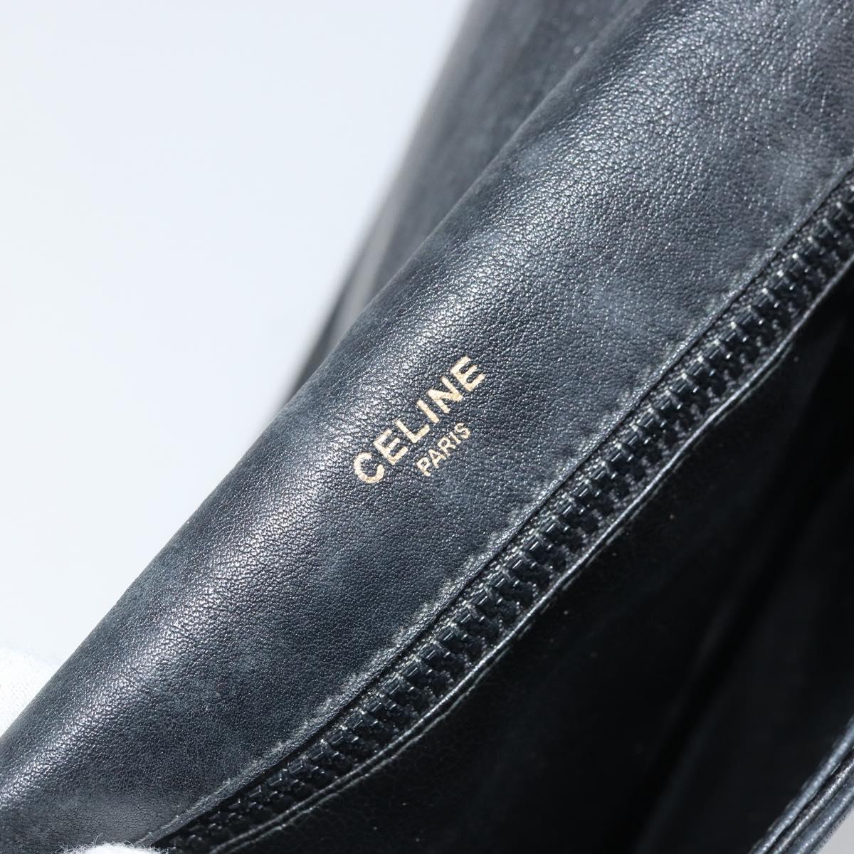 CELINE Shoulder Bag Leather Black Gold Auth bs33071