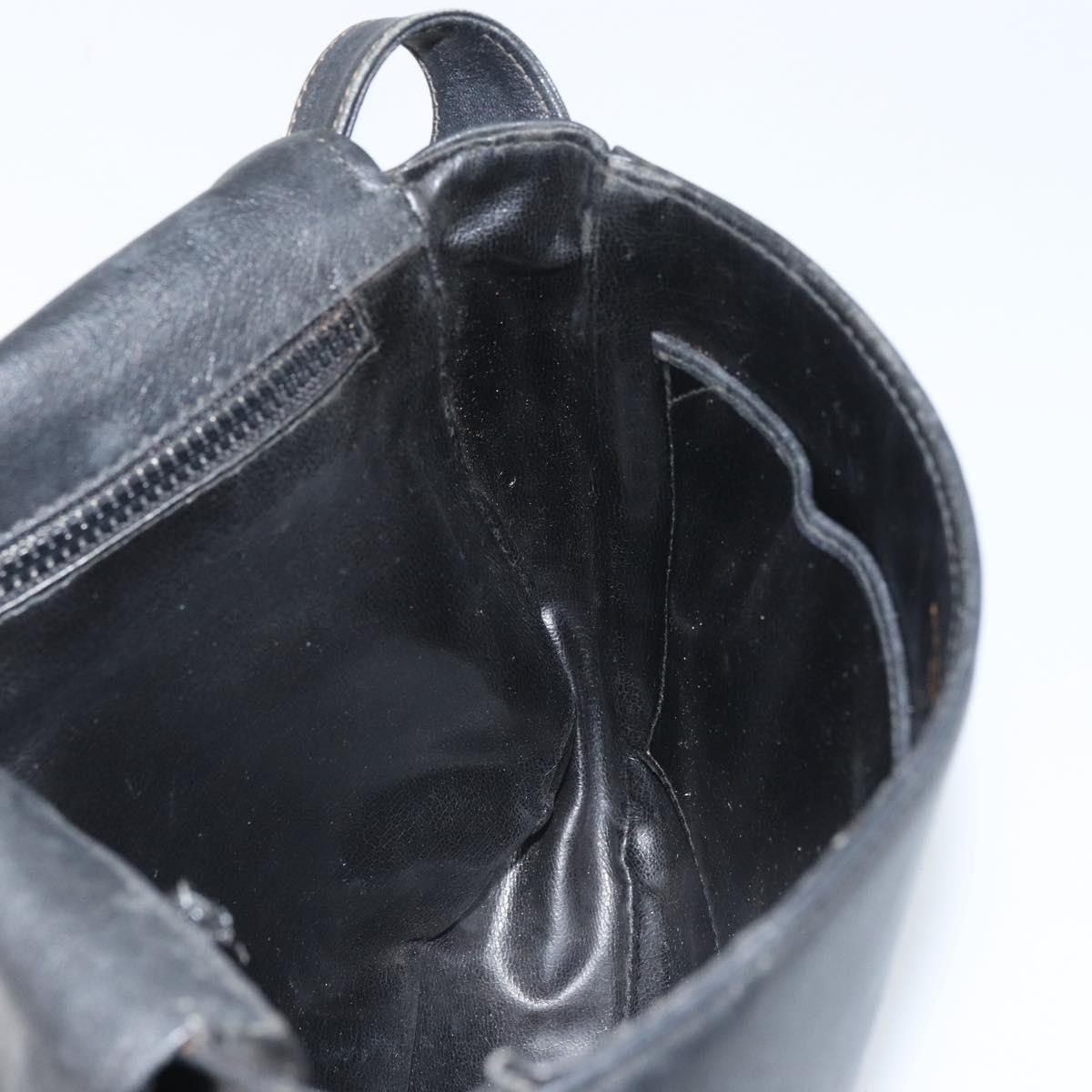 CELINE Shoulder Bag Leather Black Gold Auth bs33071